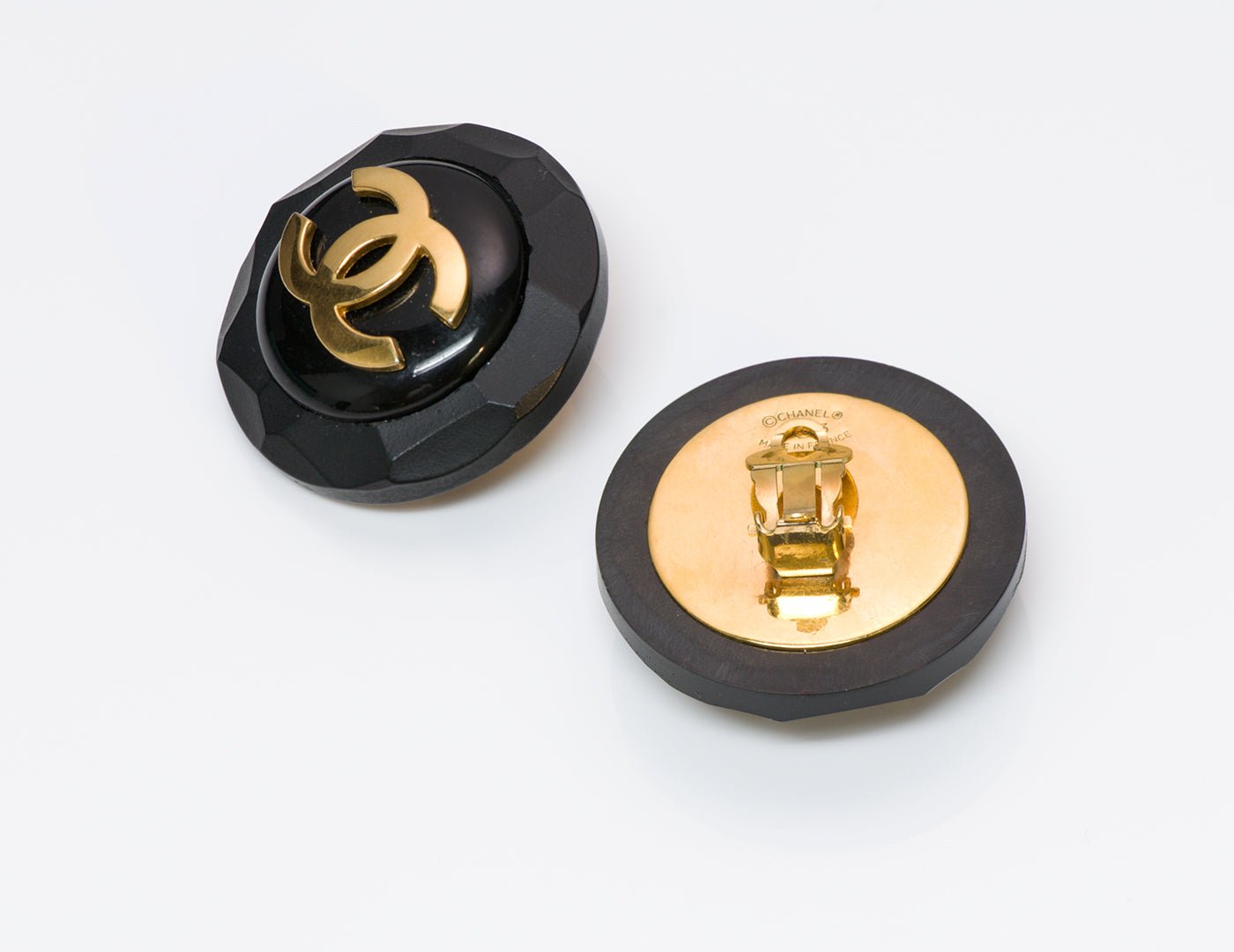 Chanel Paris CC Black Resin Earrings