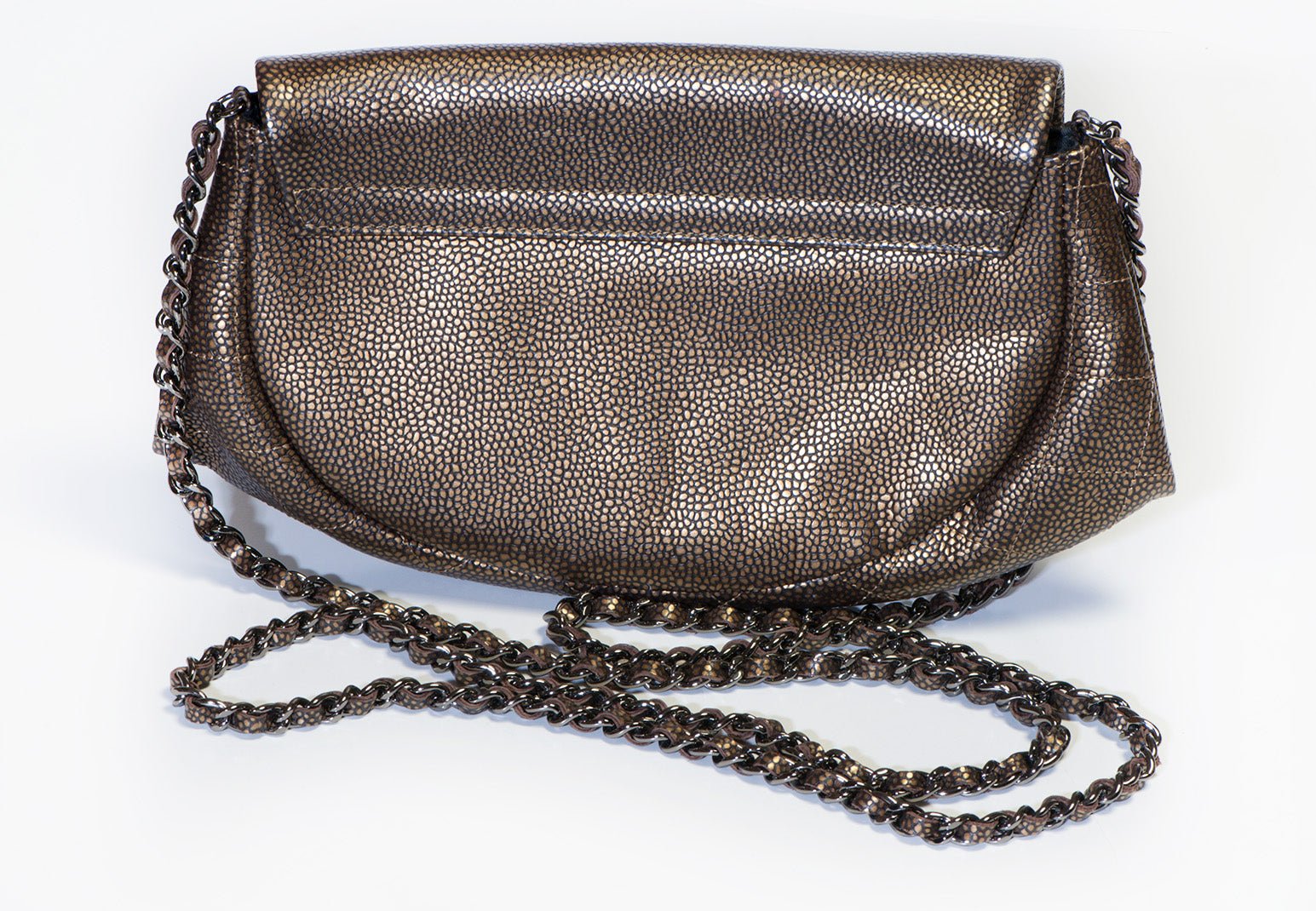 Chanel Paris CC Bronze Caviar Leather Half Moon Crossbody Bag