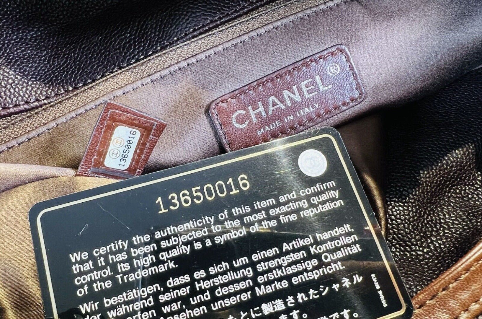 Chanel Paris CC Brown Caviar Quilted Leather Large Hobo Shoulder Bag