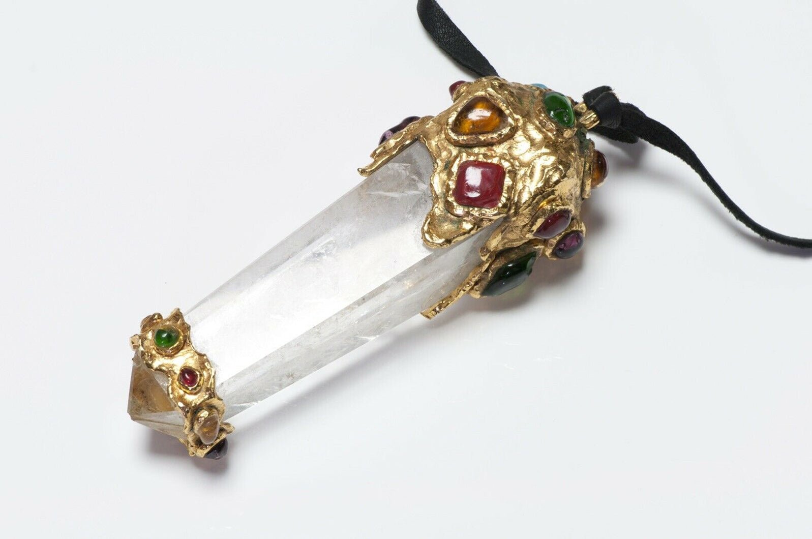 CHANEL Paris Couture 1993 Goossens Byzantine Style Quartz Pendant Necklace