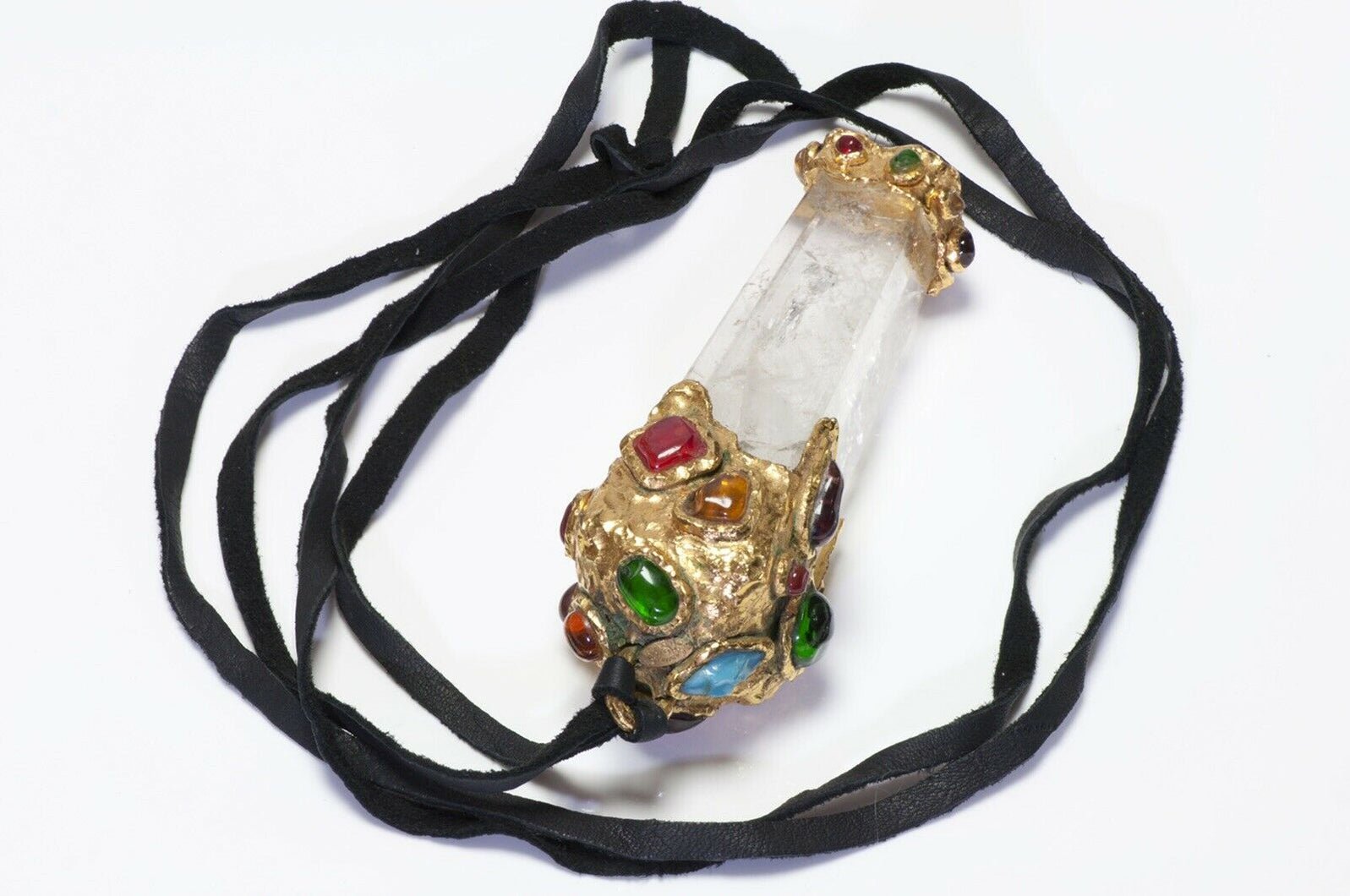 CHANEL Paris Couture 1993 Goossens Byzantine Style Quartz Pendant Necklace