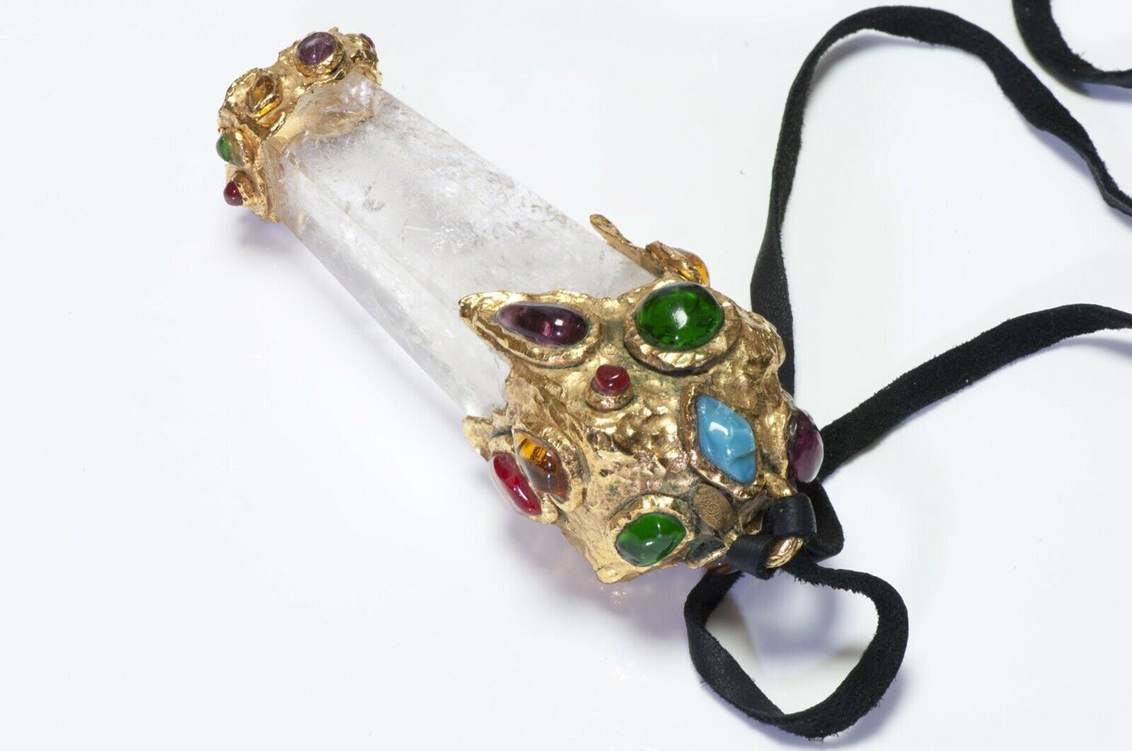 CHANEL Paris Couture 1993 Goossens Byzantine Style Quartz Pendant Necklace