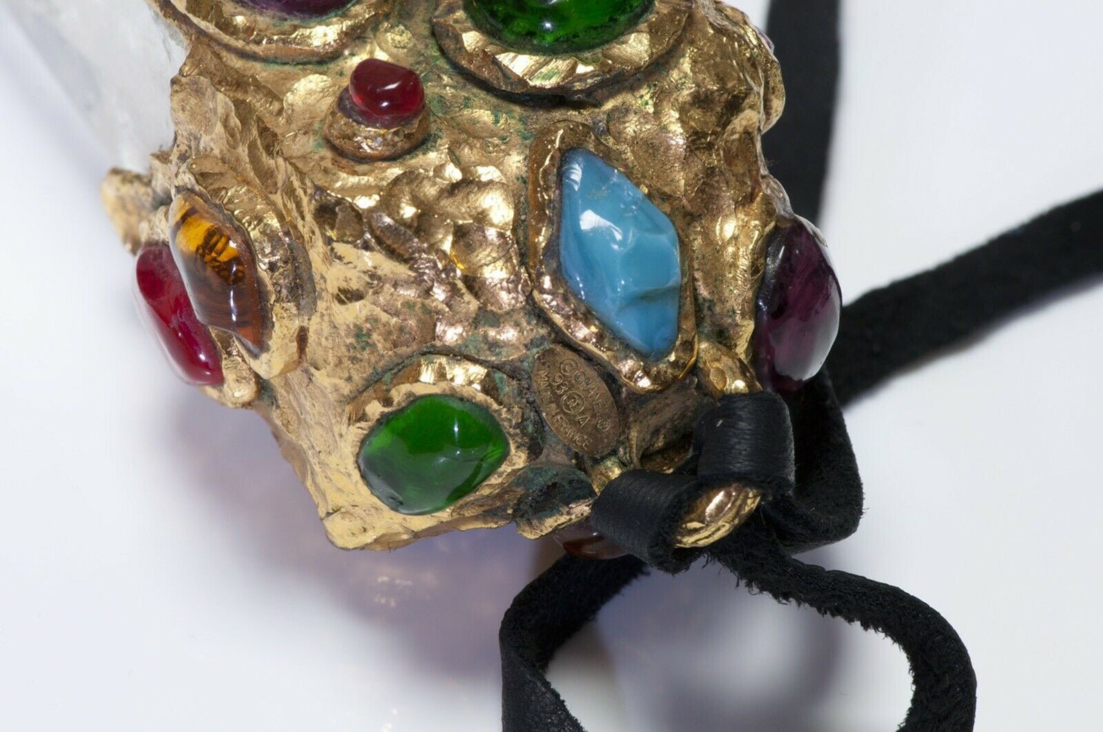 CHANEL Paris Couture 1993 Goossens Byzantine Style Quartz Pendant Necklace