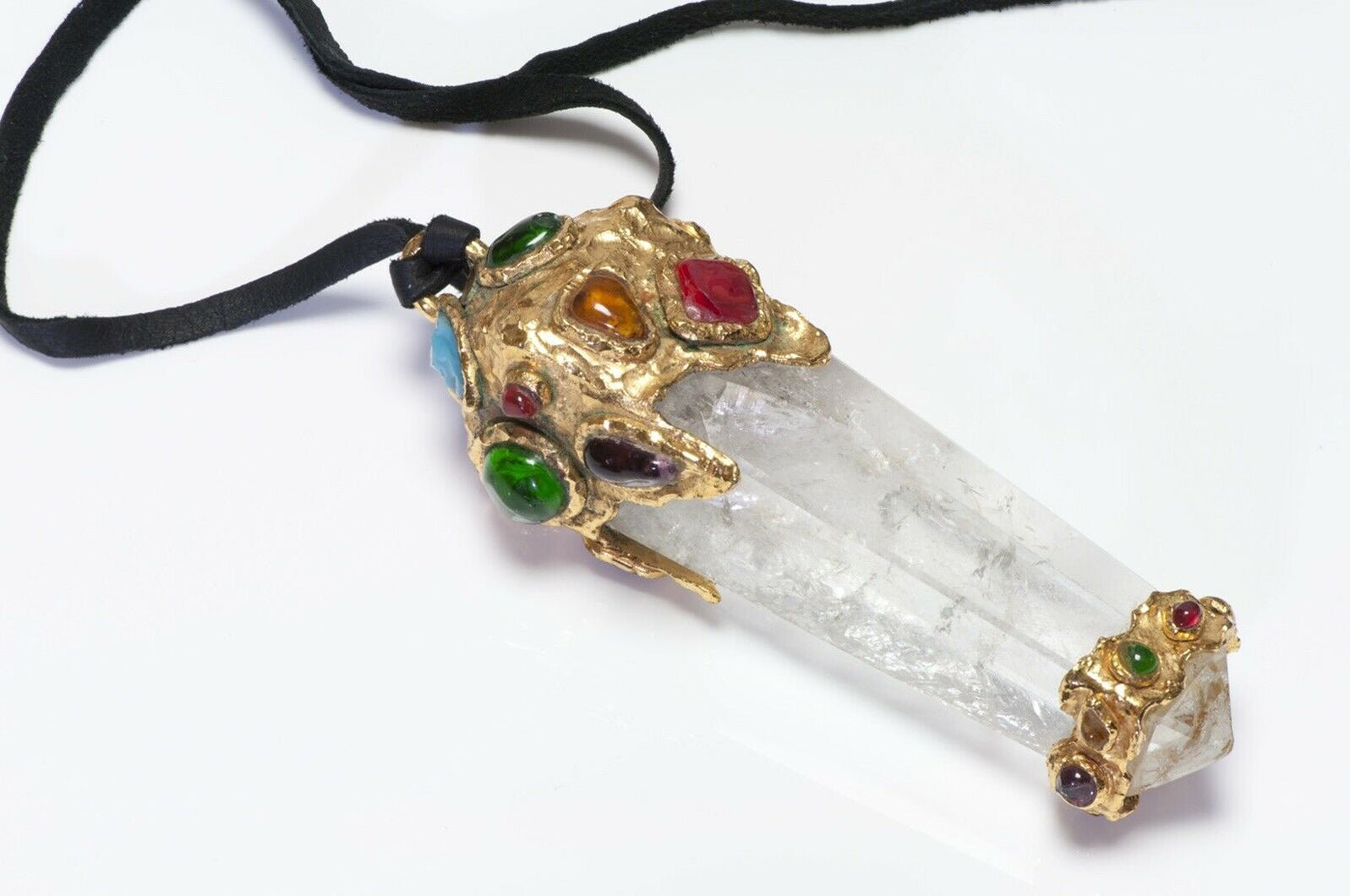 CHANEL Paris Couture 1993 Goossens Byzantine Style Quartz Pendant Necklace