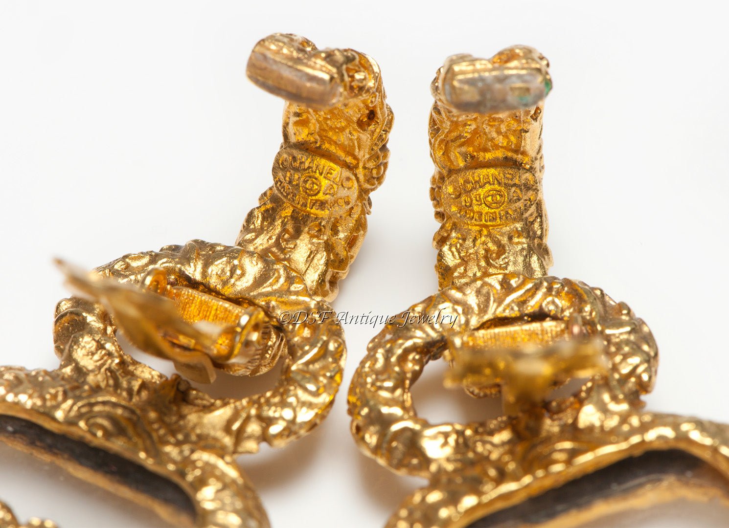 Chanel Paris Fall 1993 Lava Collection CC Clear Glass Door Knocker Earrings