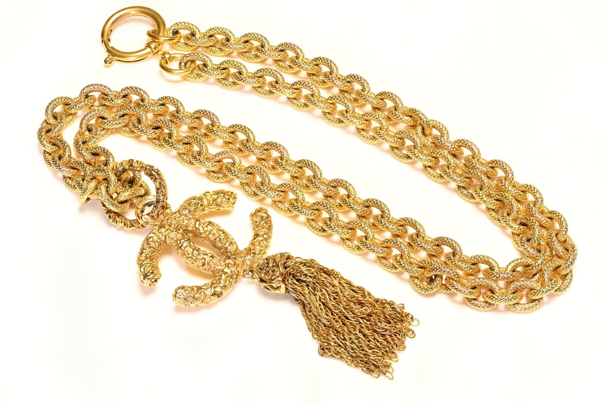 Chanel Paris Fall 1993 Lava Collection CC Tassel Chain Pendant Necklace
