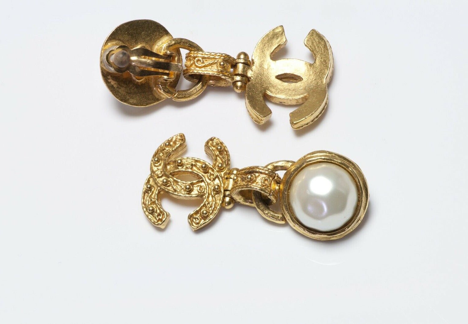 CHANEL Paris Fall 1994 CC Pearl Byzantine Style Earrings