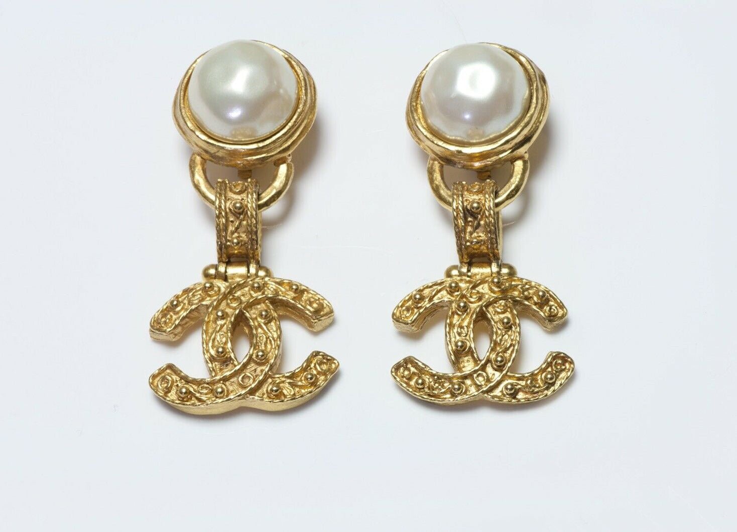 CHANEL Paris Fall 1994 CC Pearl Byzantine Style Earrings