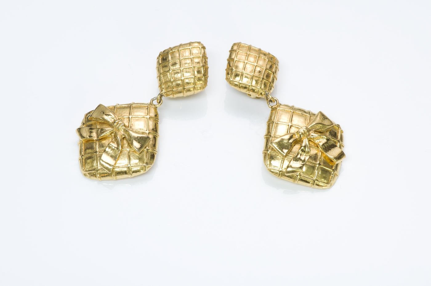 Chanel Paris Quilted Bow Earrings