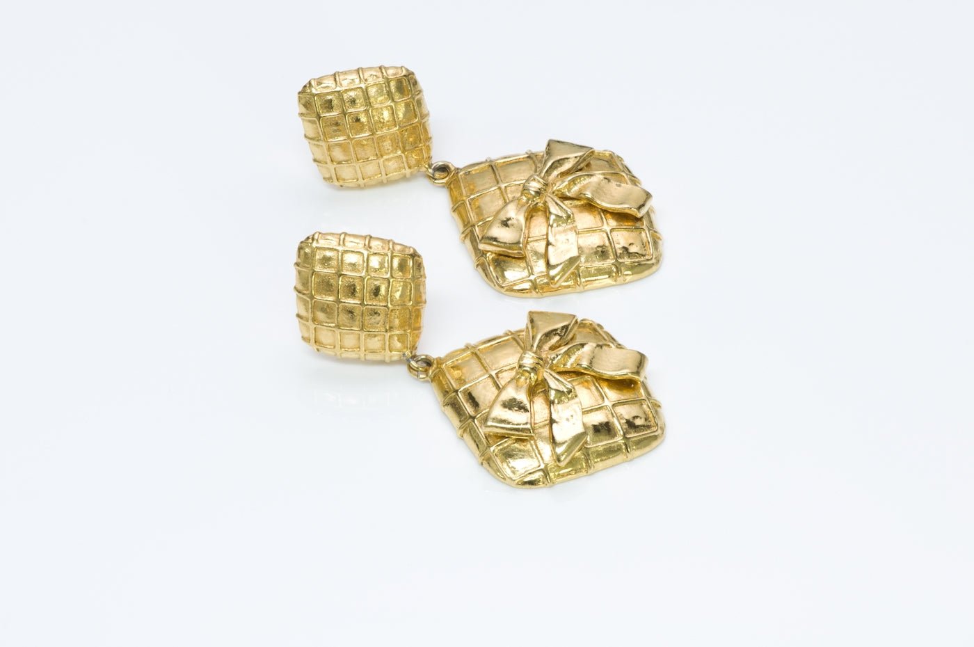 Chanel Paris Quilted Bow Earrings