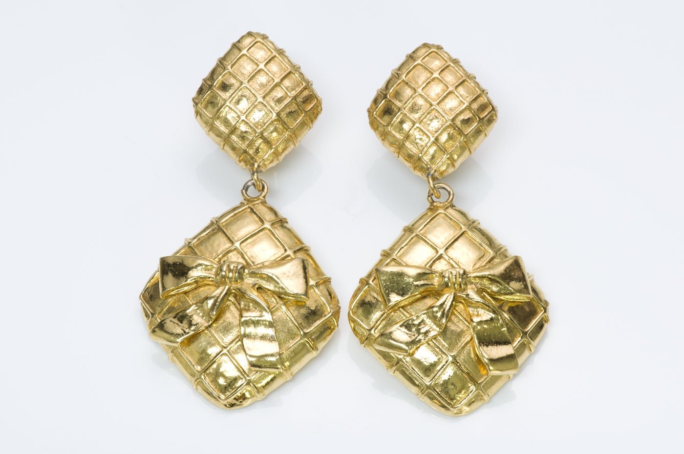 Chanel Paris Quilted Bow Earrings