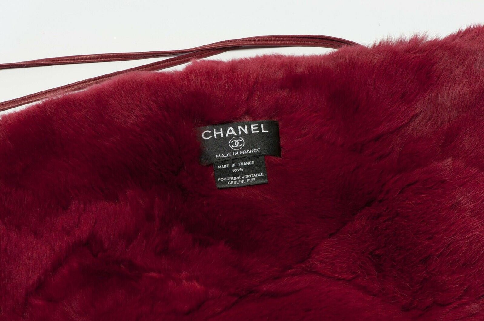 CHANEL Paris Red Orylag Rabbit Fur Women’s Stole Scarf