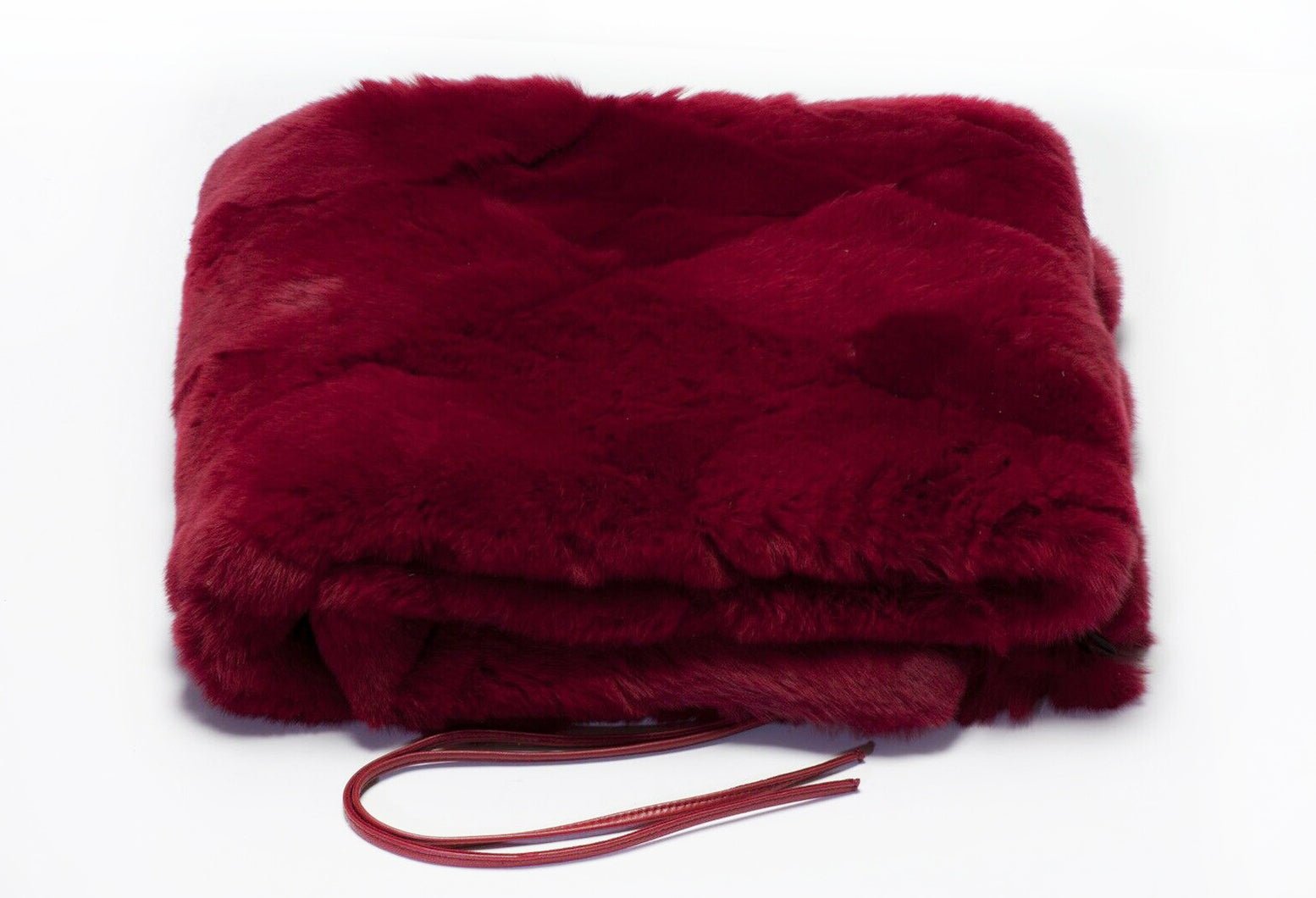 CHANEL Paris Red Orylag Rabbit Fur Women’s Stole Scarf