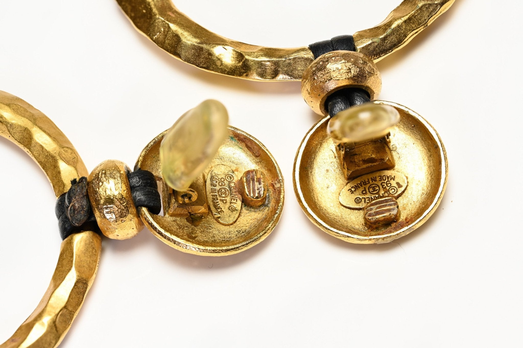 Chanel Paris Spring 1993 Large Hammered Door Knocker Hoop Earrings