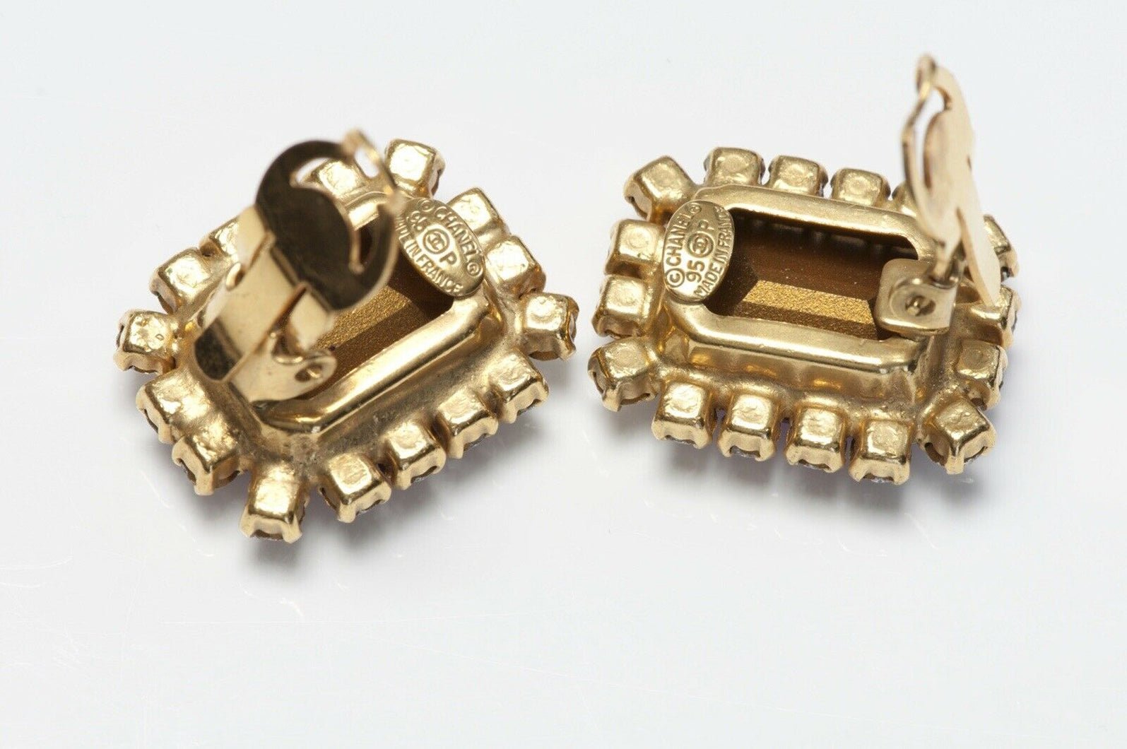 CHANEL Paris Spring 1995 Gold Plated Pink Crystal Earrings