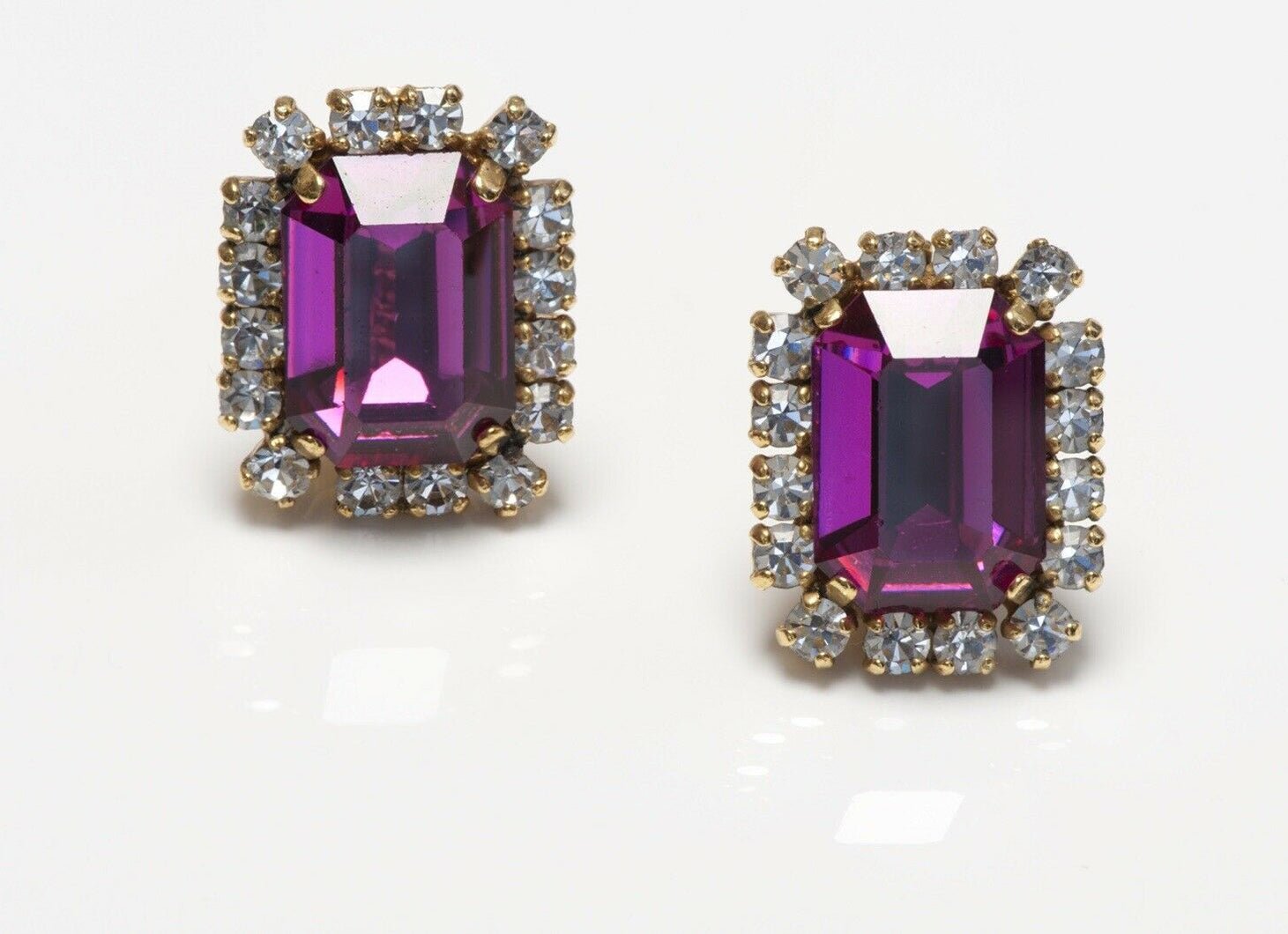 CHANEL Paris Spring 1995 Gold Plated Pink Crystal Earrings