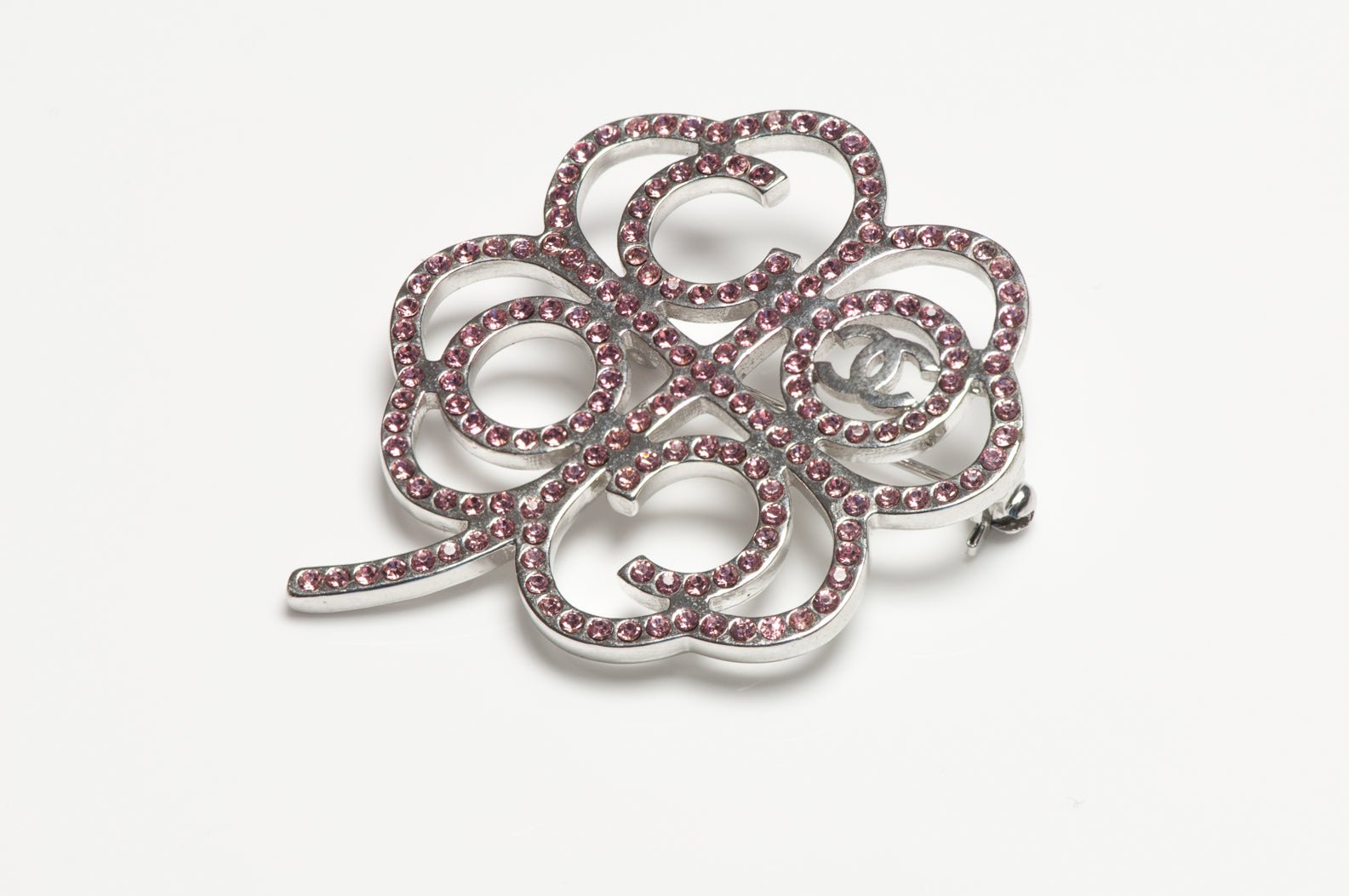 Chanel Paris Spring 2017 Pink Crystal Coco Clover Brooch