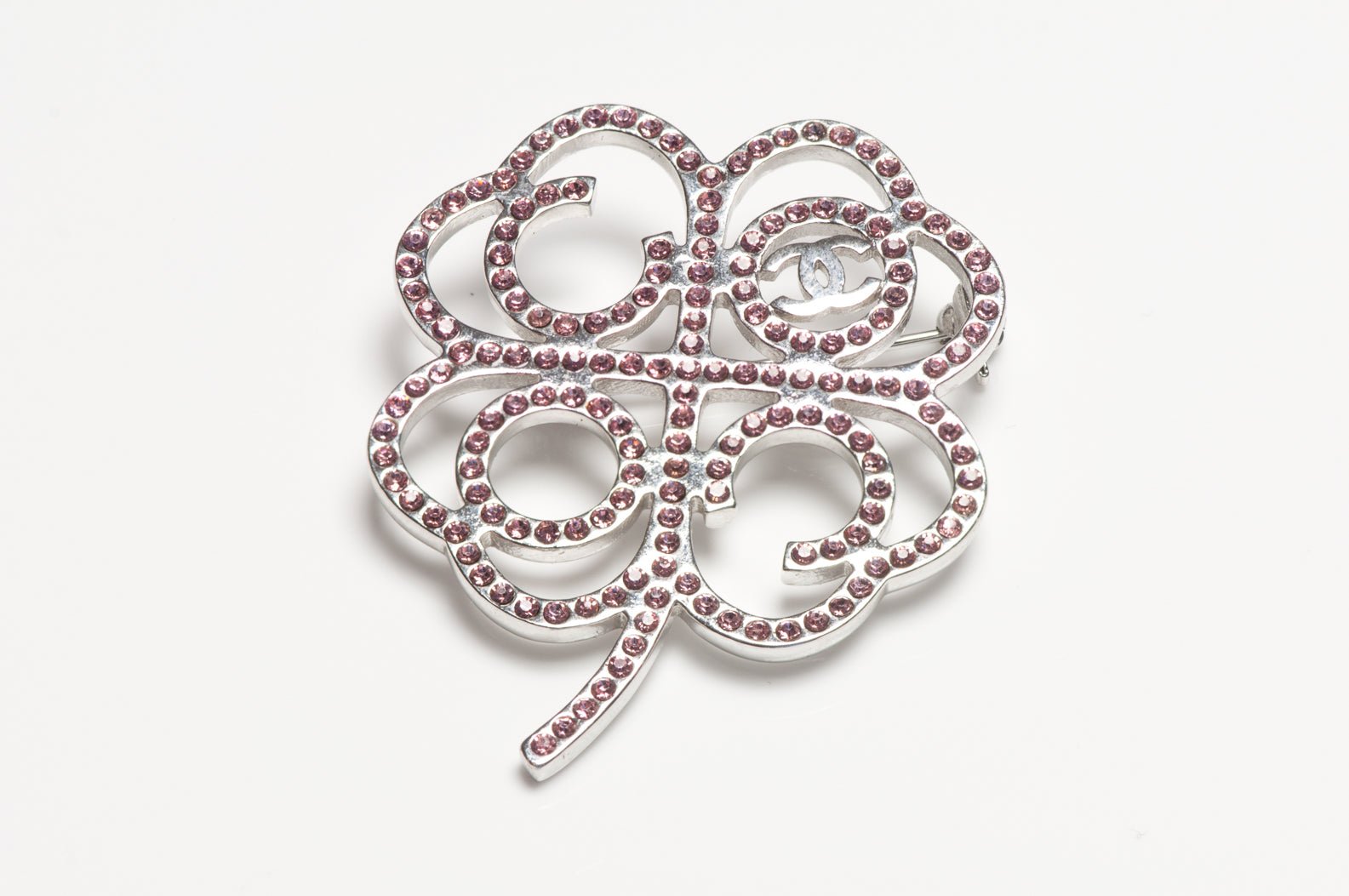 Chanel Paris Spring 2017 Pink Crystal Coco Clover Brooch