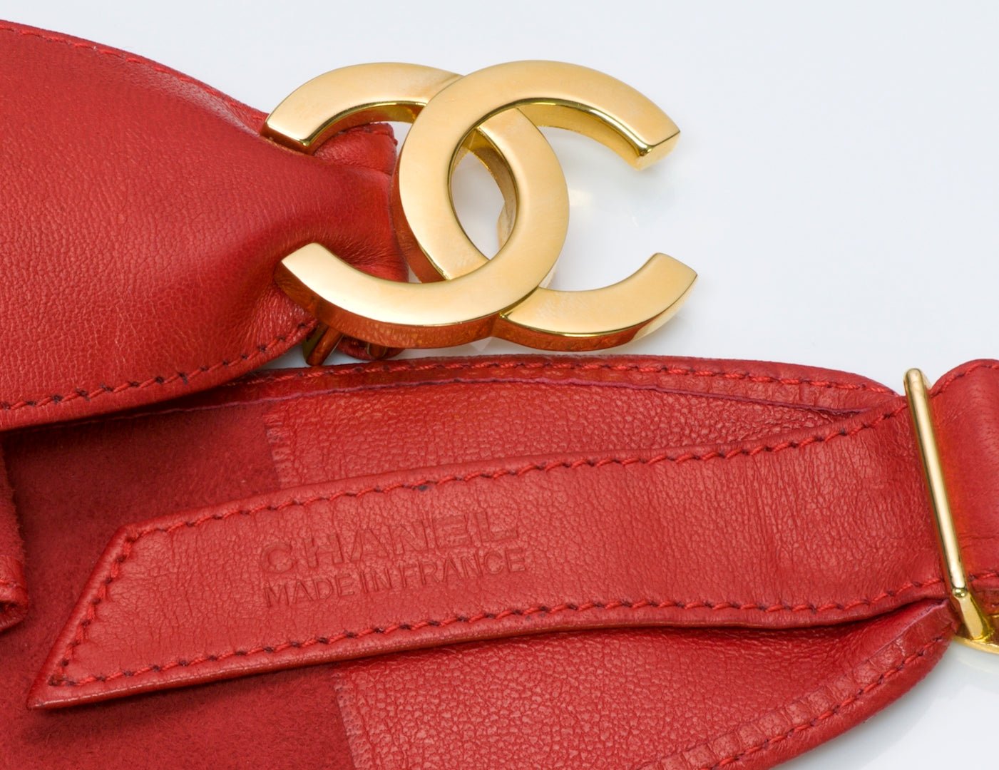 Chanel Red Leather Belt