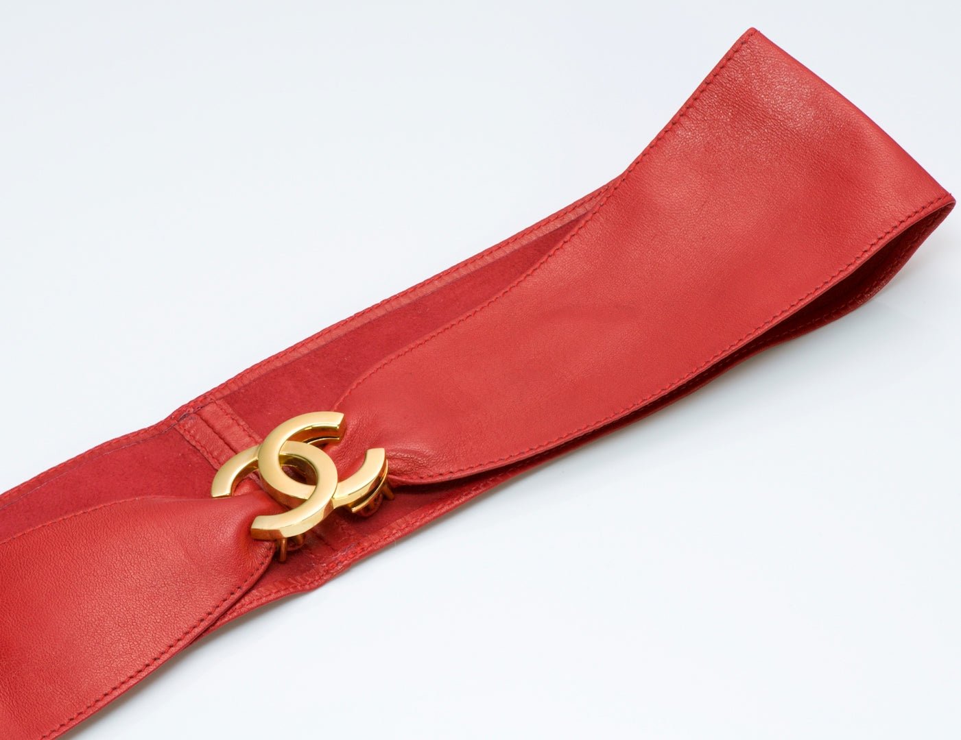 Chanel Red Leather Belt
