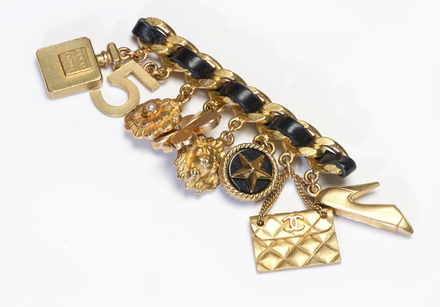 Chanel Spring 1994 Perfume Bottle Shoe Camellia Quilted Bag Charm Brooch