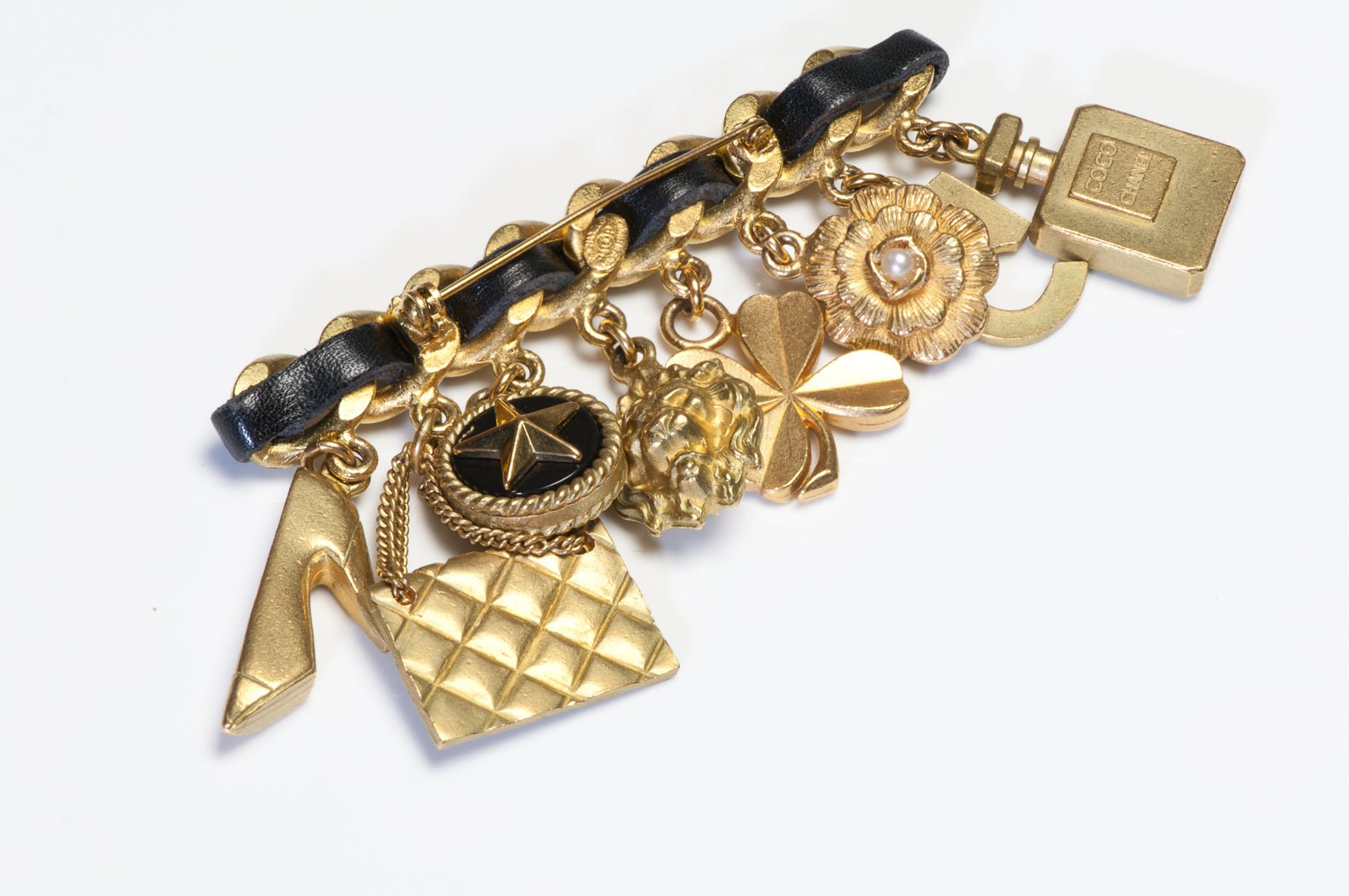 Chanel Spring 1994 Perfume Bottle Shoe Camellia Quilted Bag Charm Brooch