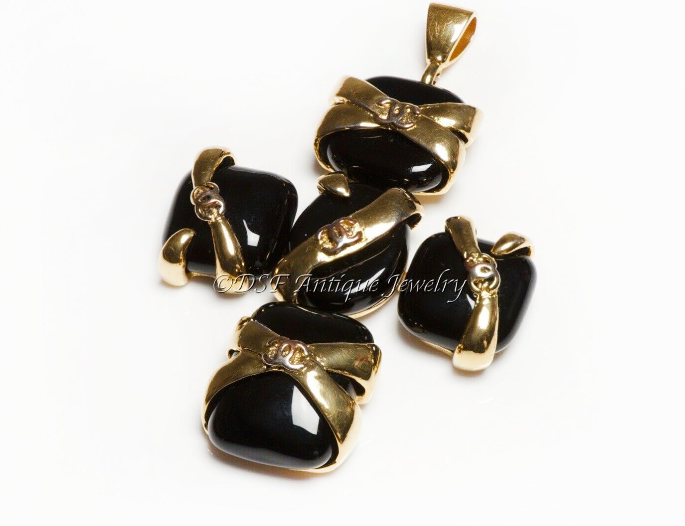 CHANEL Spring 1994 Robert Goossens Black Glass CC Cross Pendant Necklace