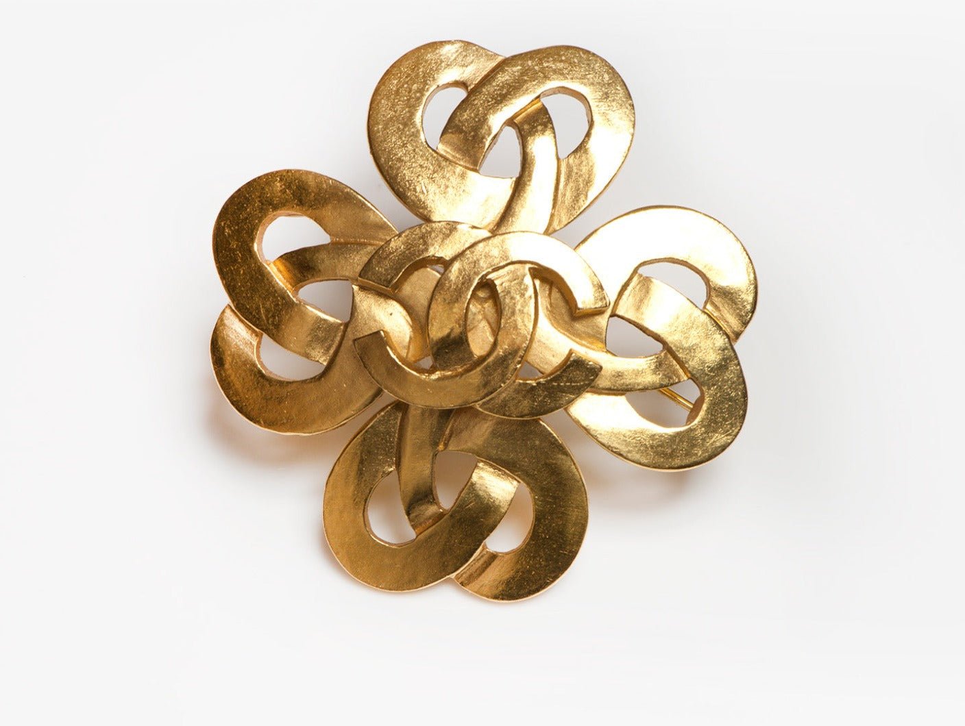 Chanel Spring 1997 CC Gold Plated Heart Cross Brooch