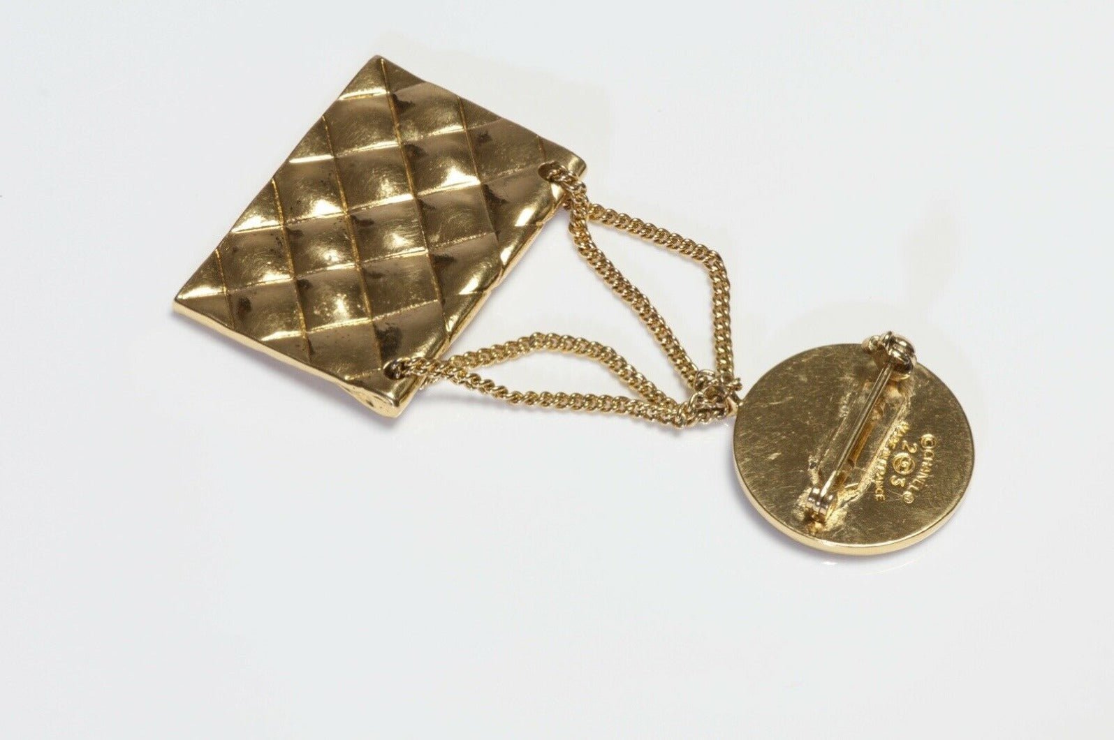 CHANEL Spring Couture 1986 CC Quilted Purse Chain Brooch