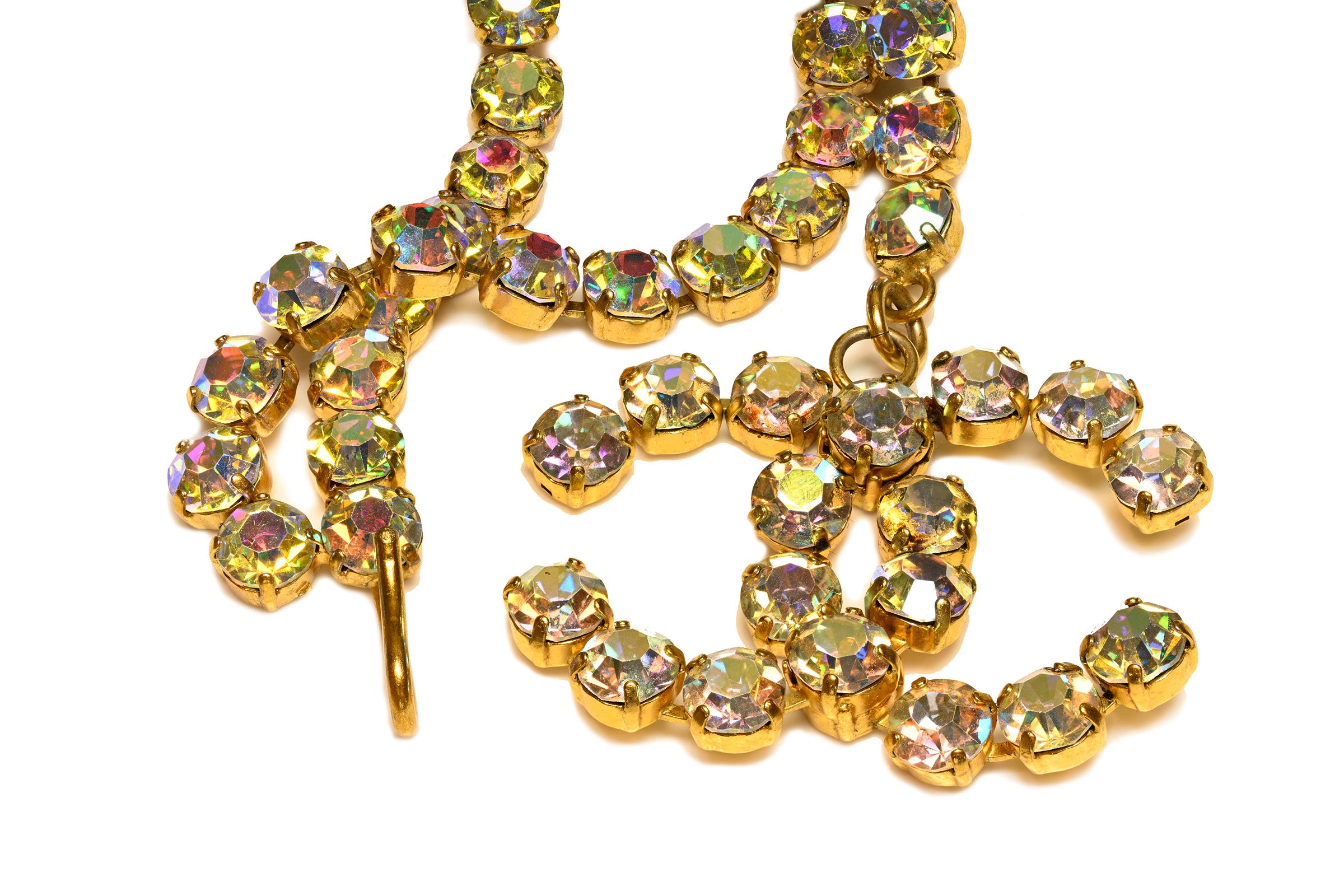 Vintage CHANEL Paris Spring 1995 CC Iridescent Crystal Barbie Belt