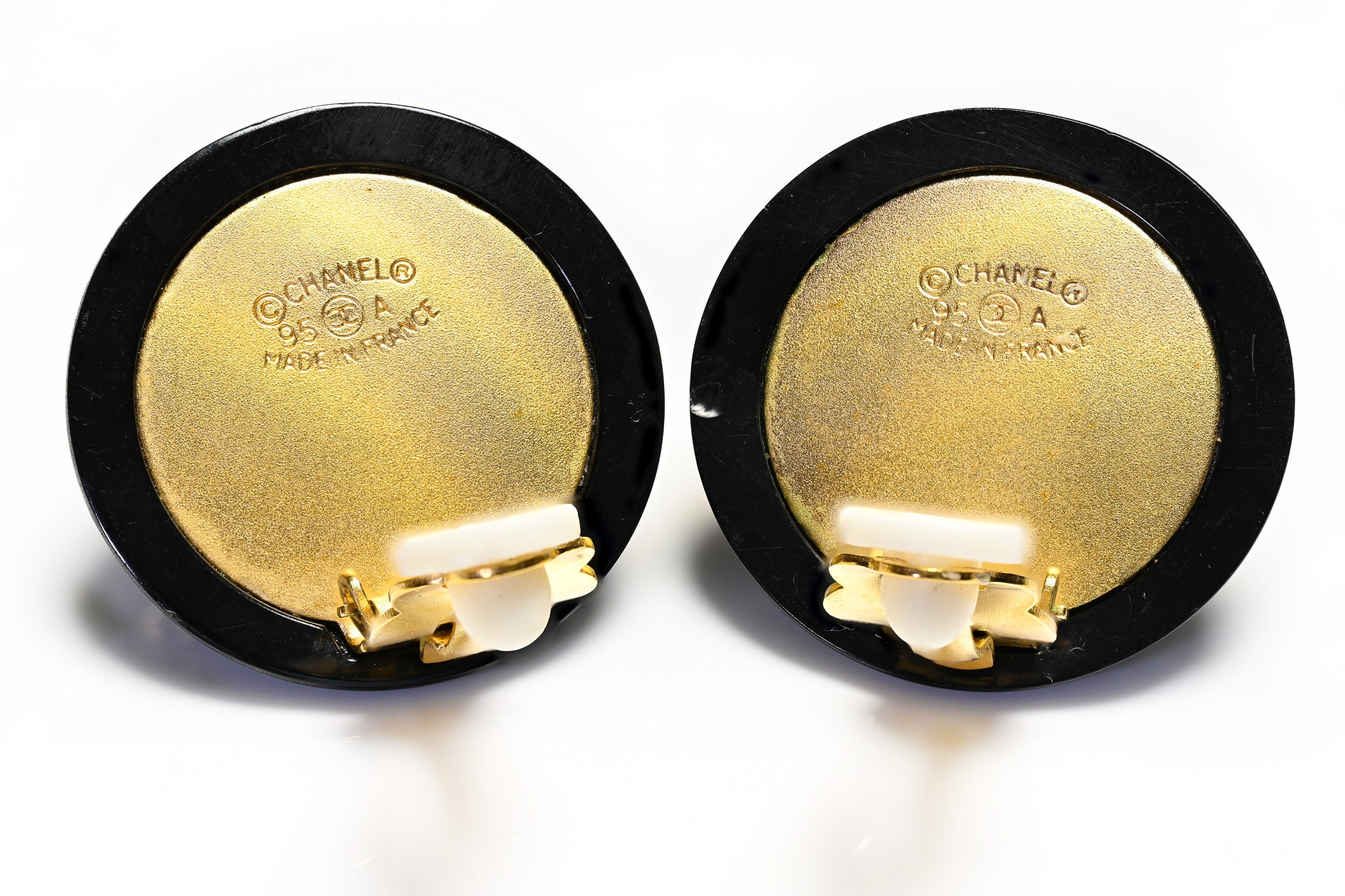 Chanel Paris Fall 1995 Black Resin Constellation CC Star Earrings
