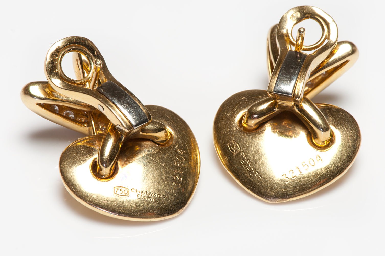 Chaumet Diamond 18K Gold Heart Shaped Clip-On Earrings