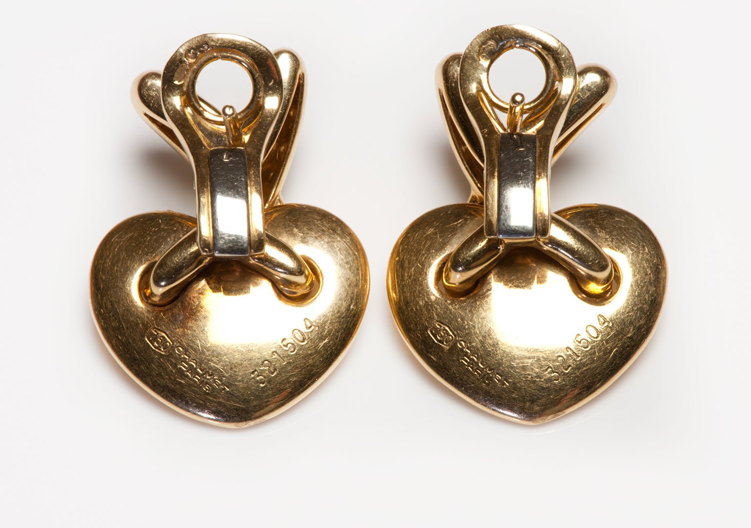 Chaumet Diamond 18K Gold Heart Shaped Clip-On Earrings