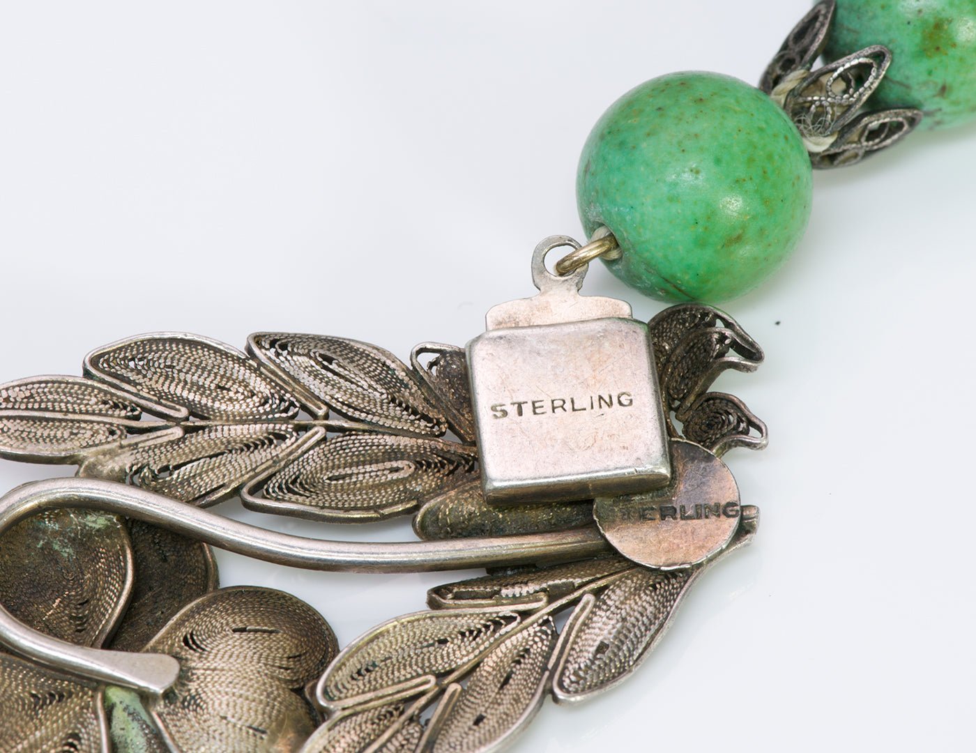 Chinese Sterling Turquoise Bead Necklace