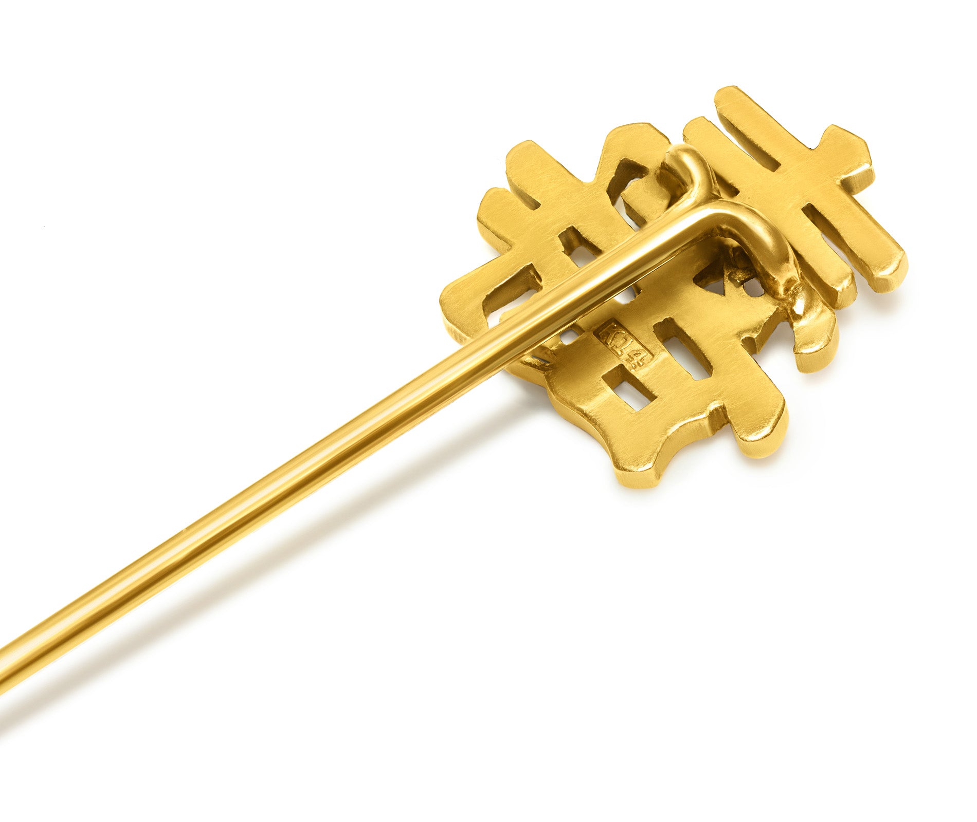 Antique 14K Gold Chinese "Shòu" Longevity Character Stick Pin