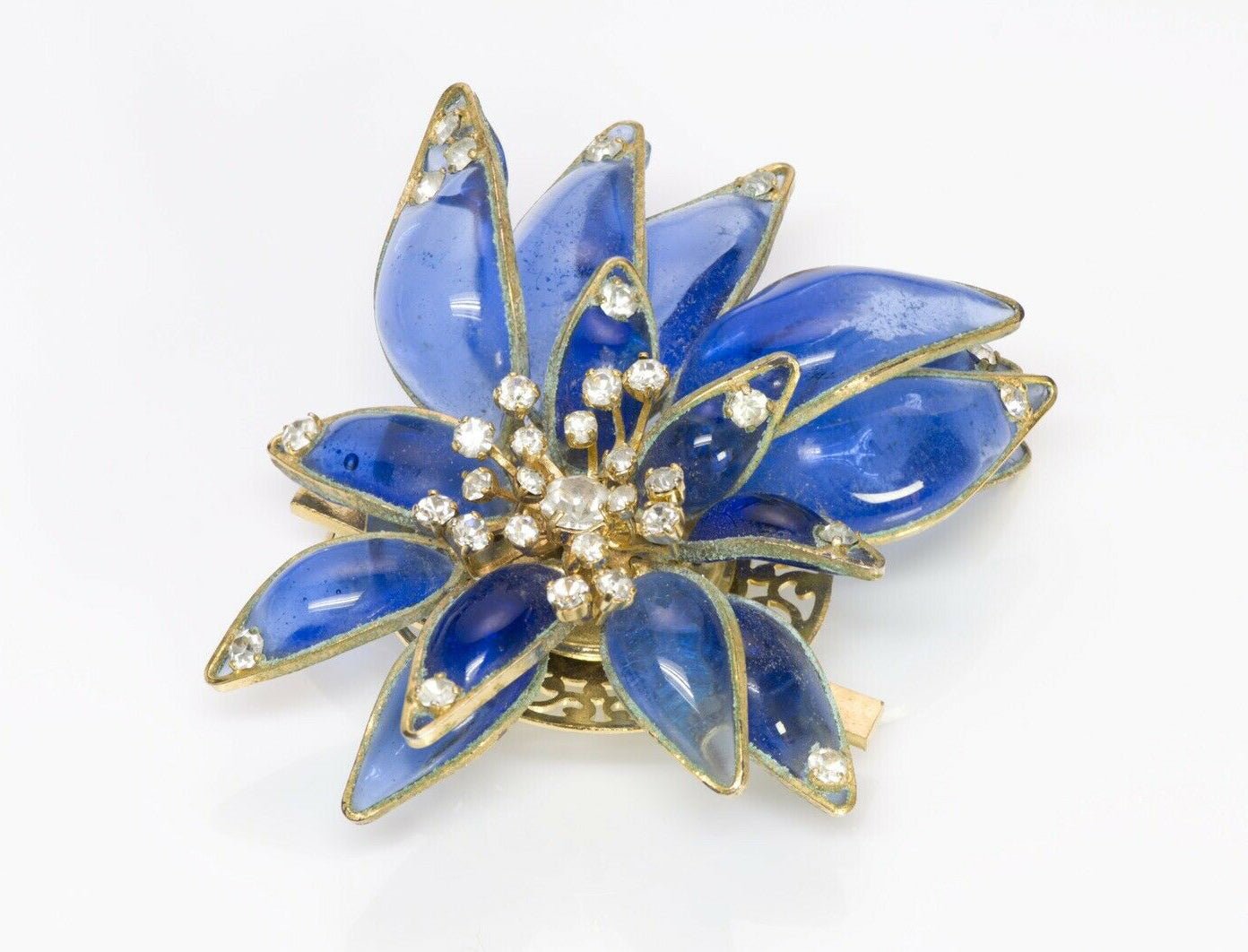 Christian DIOR 1940’s by Maison Gripoix Glass Flower Brooch