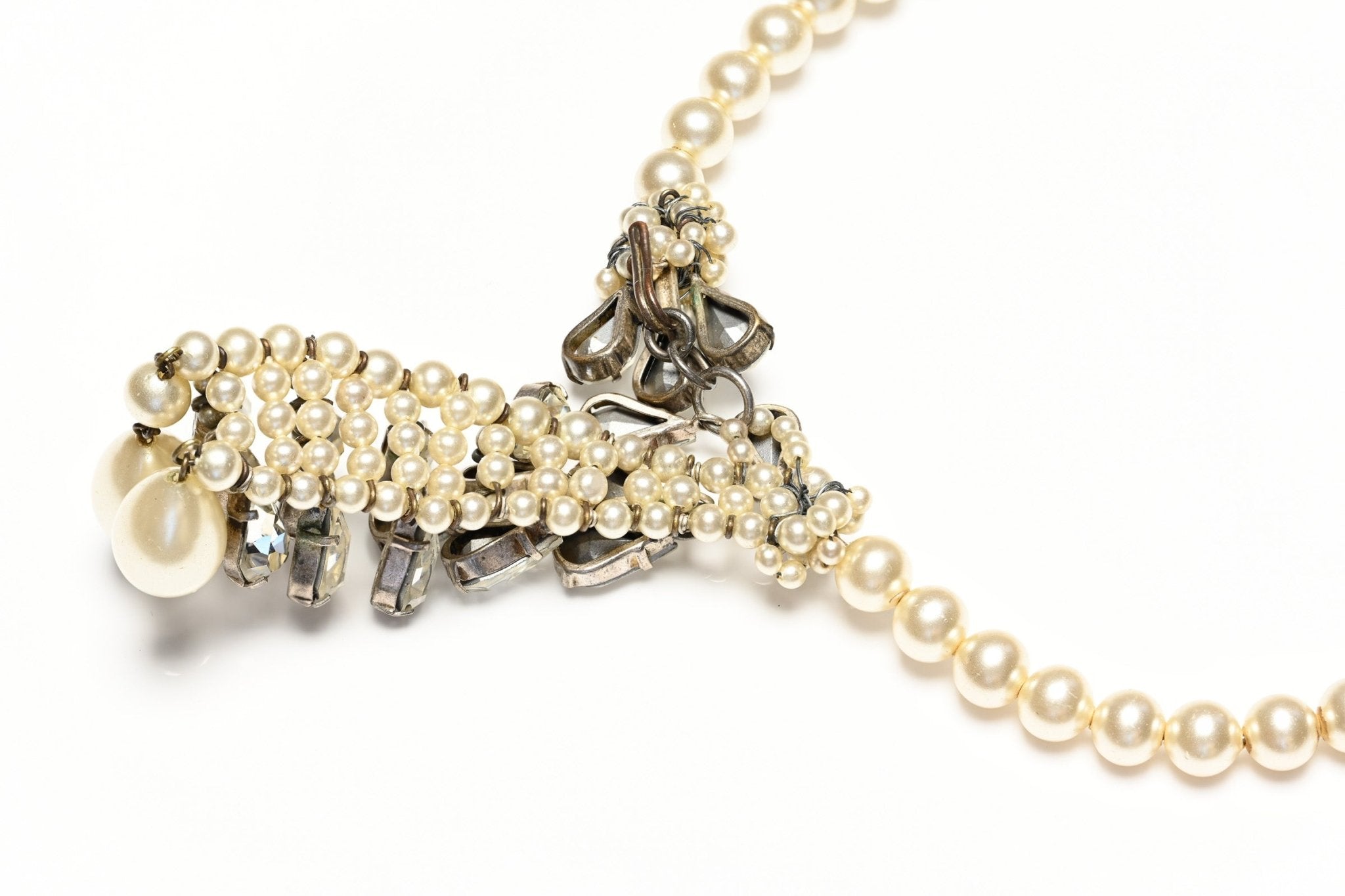 Christian Dior 1950's Haute Couture Roger Scemama Pearl Crystal Collar Necklace