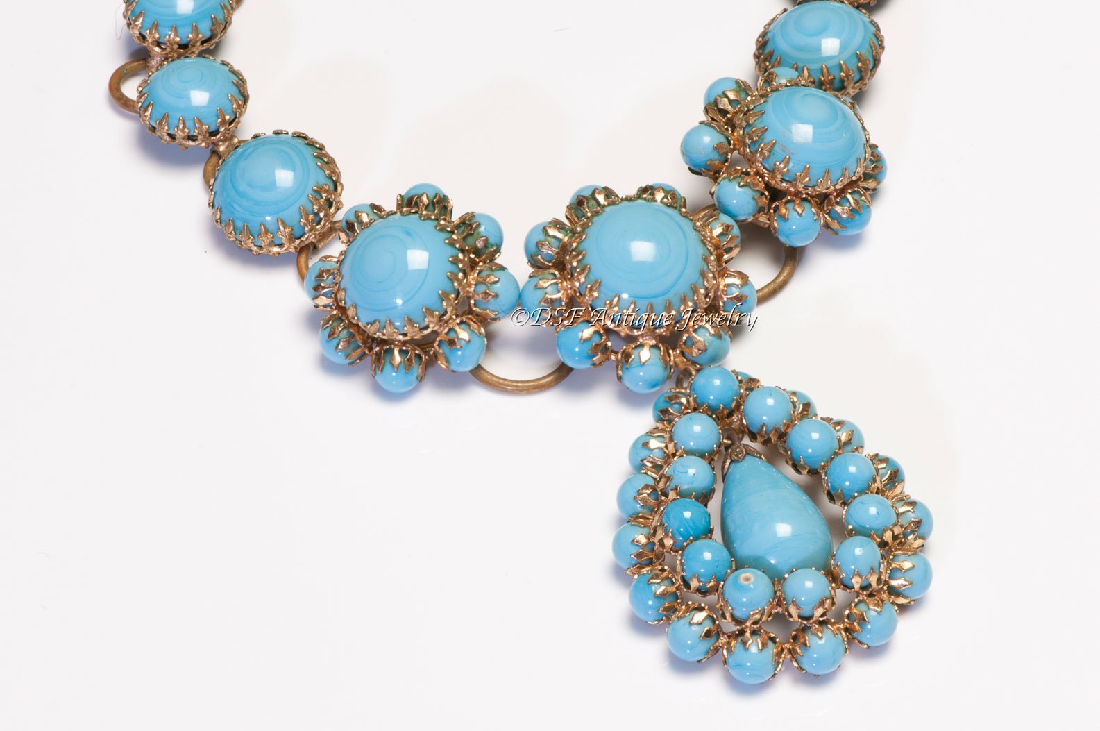 Christian Dior 1950's Scemama Haute Couture Maison Gripoix Blue Glass Necklace