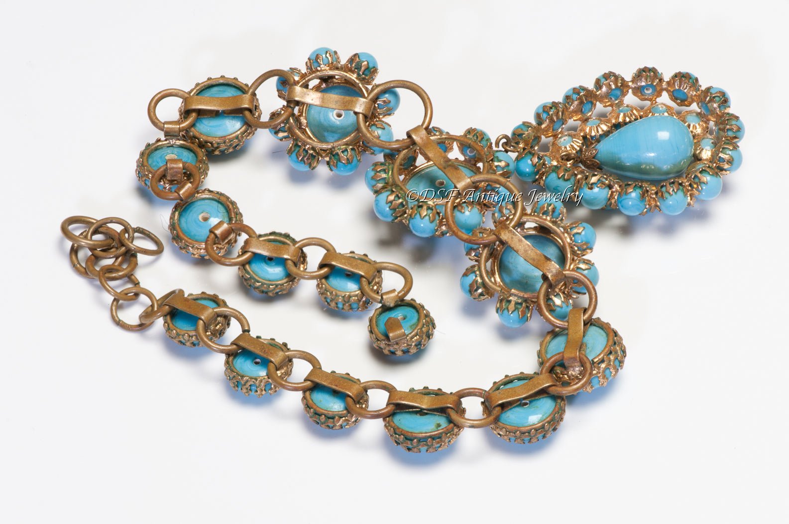 Christian Dior 1950's Scemama Haute Couture Maison Gripoix Blue Glass Necklace