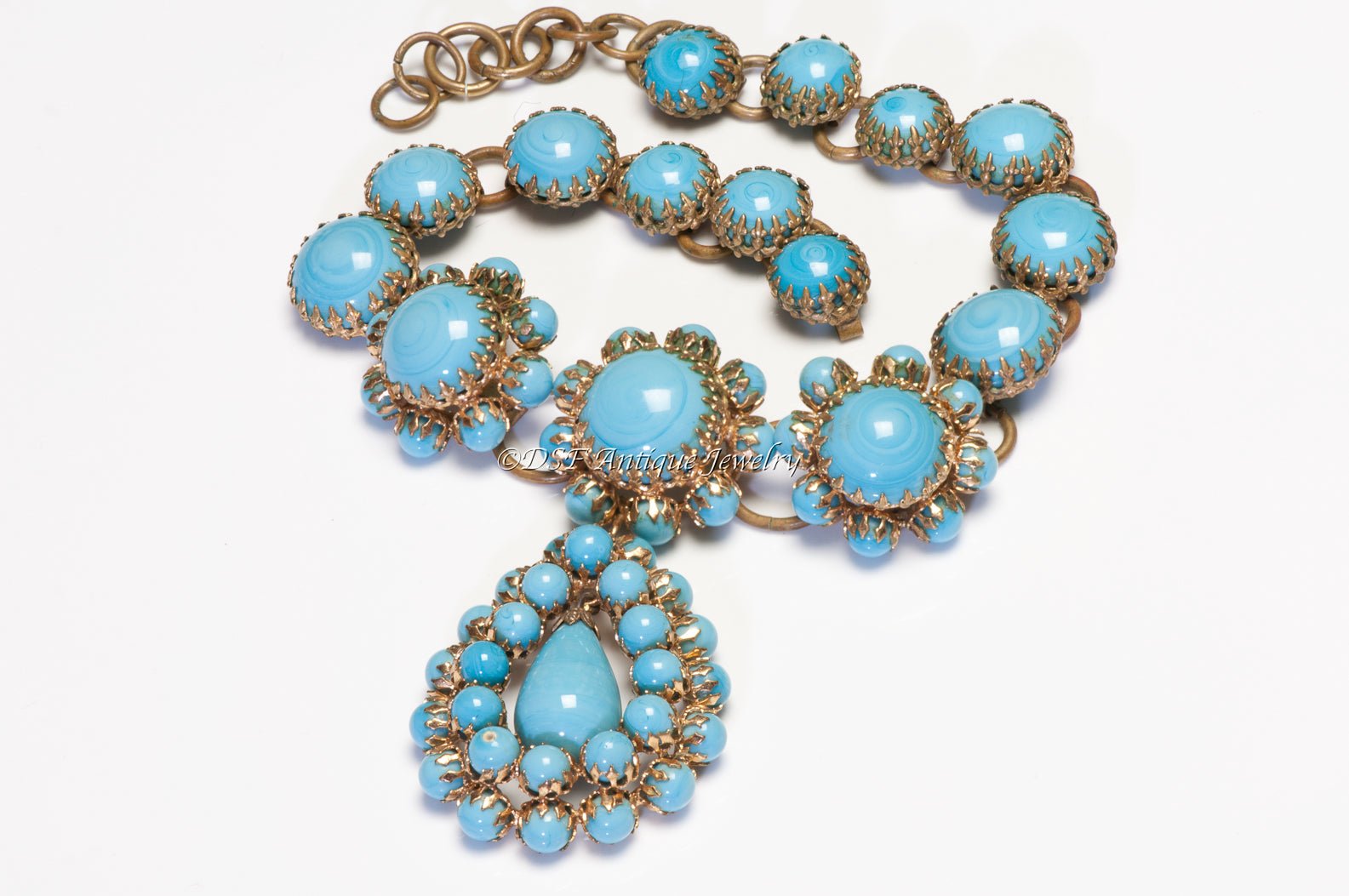 Christian Dior 1950's Scemama Haute Couture Maison Gripoix Blue Glass Necklace