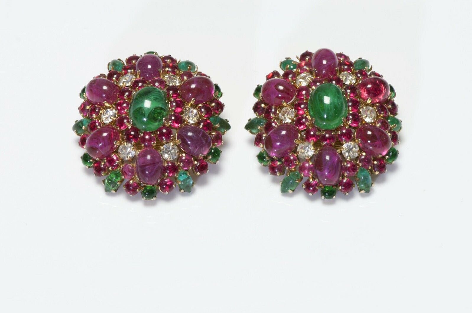 Christian Dior 1970 Henkel & Grosse Pink Red Glass Earrings