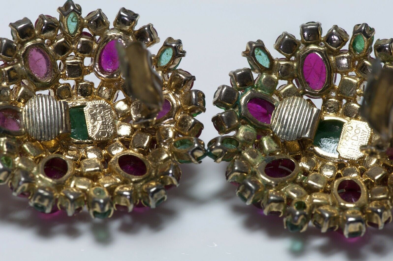 Christian Dior 1970 Henkel & Grosse Pink Red Glass Earrings