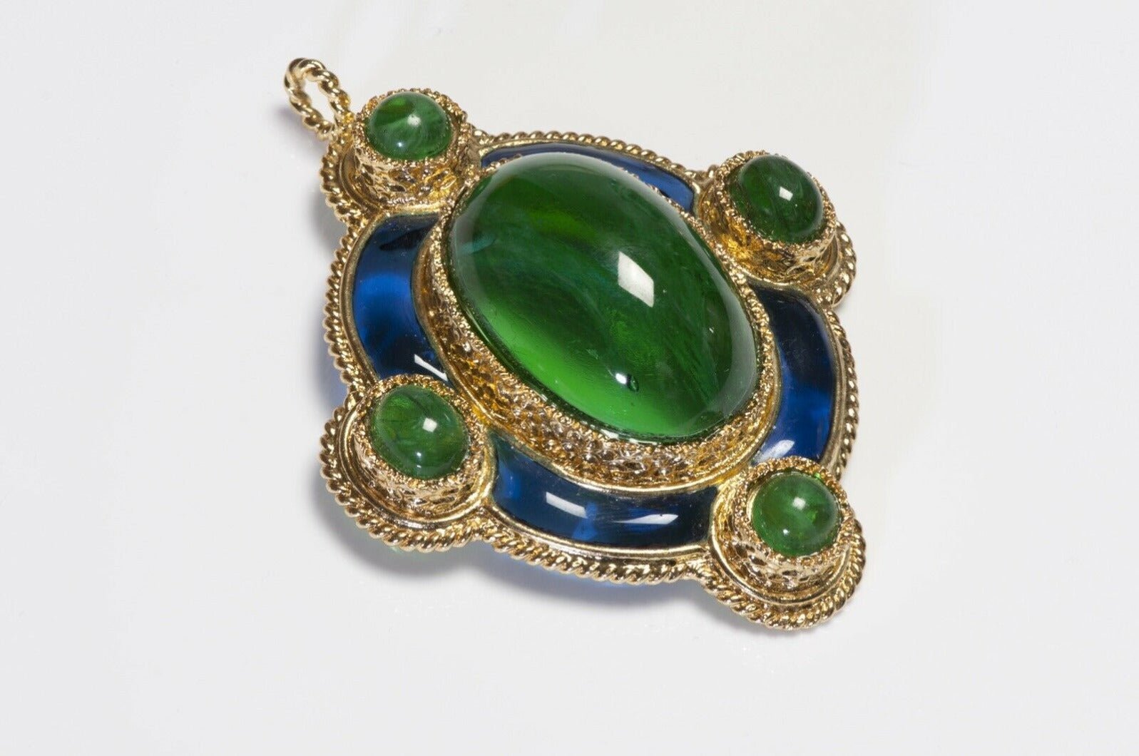 Christian Dior 1971 Henkel & Grosse Green Blue Poured Glass Pendant