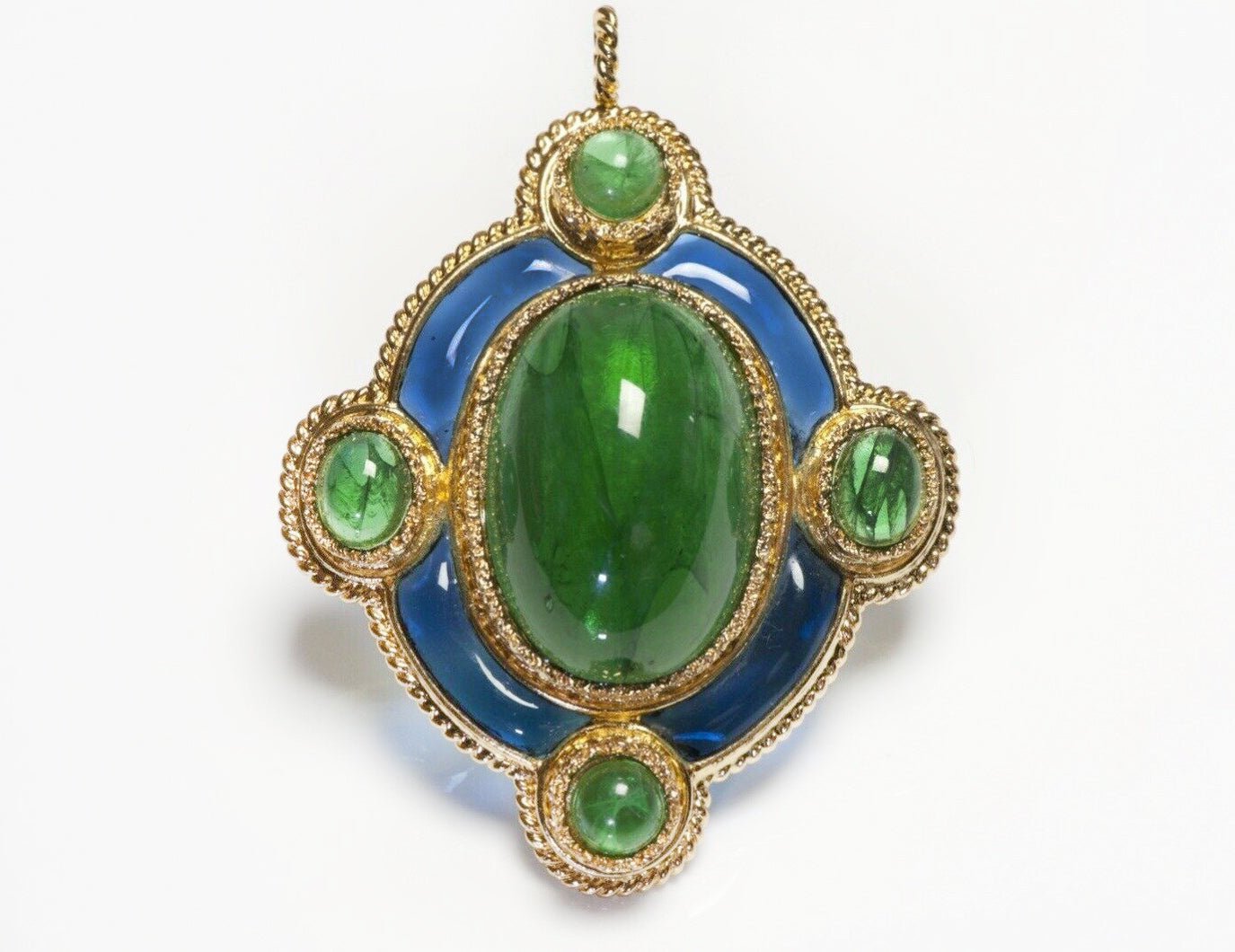 Christian Dior 1971 Henkel & Grosse Green Blue Poured Glass Pendant