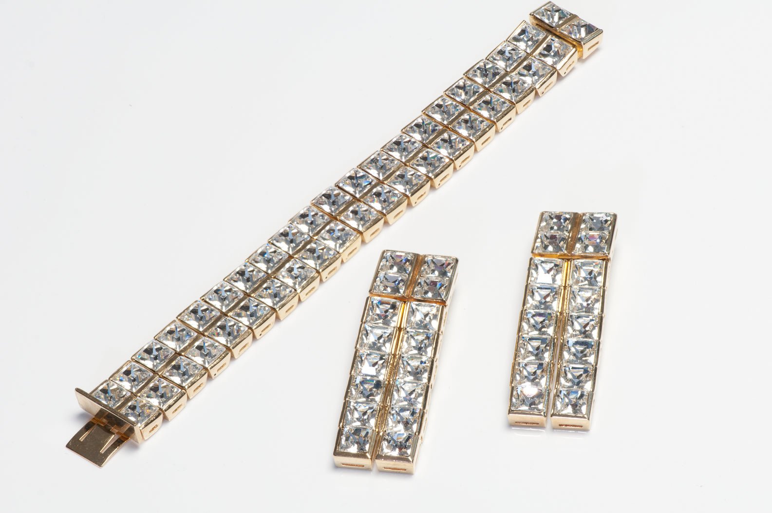 Christian Dior 1980’s by Gianfranco Ferré Crystal Necklace Earrings Bracelet Set