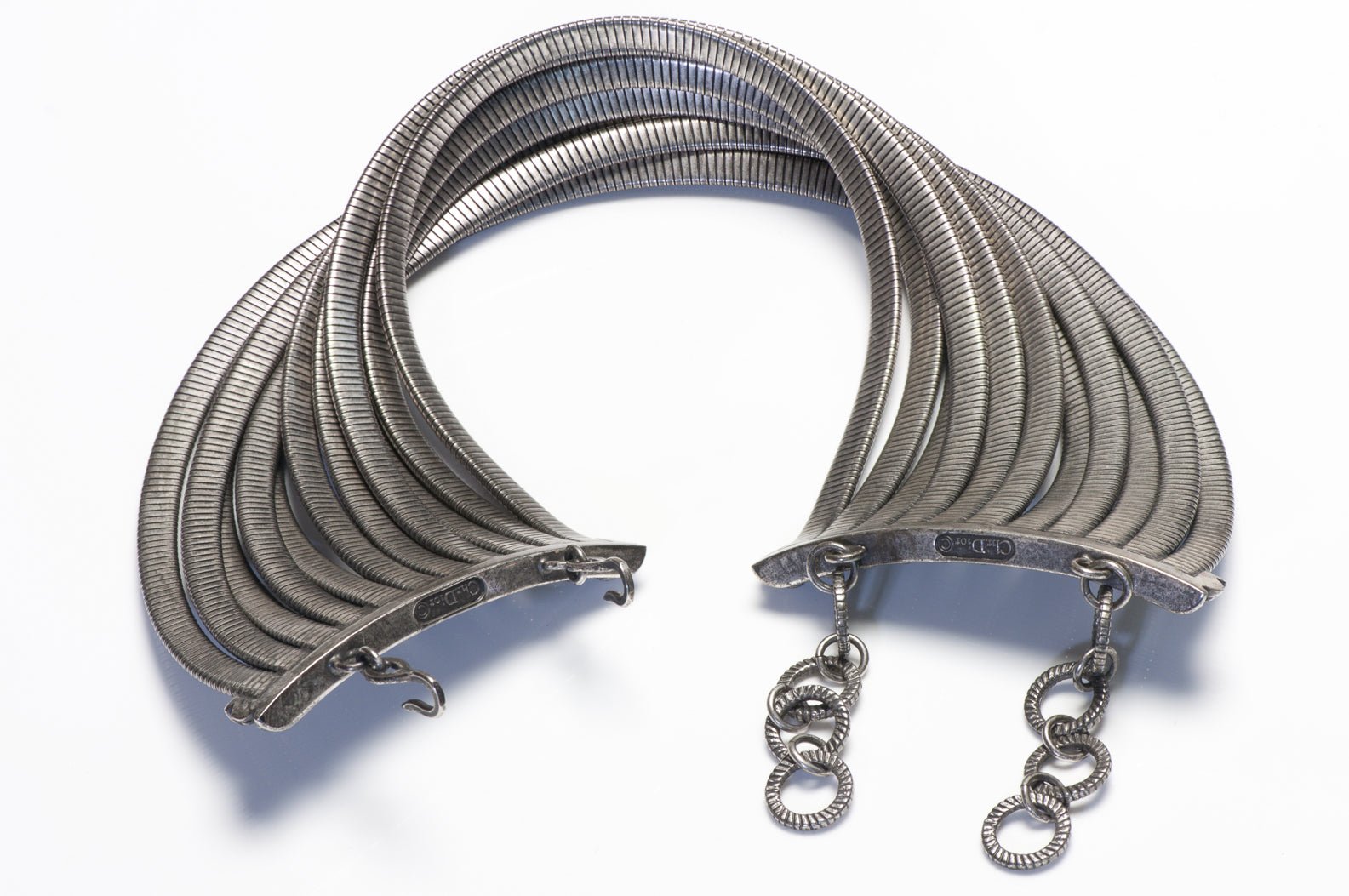 Christian Dior 1990’s Galliano Silver Maasai Masai Tubogas Earrings Choker Necklace Set