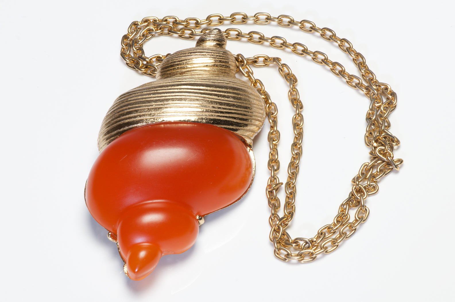 Christian Dior 1990’s Goossens Dune Perfume Orange Resin Shell Pendant Brooch