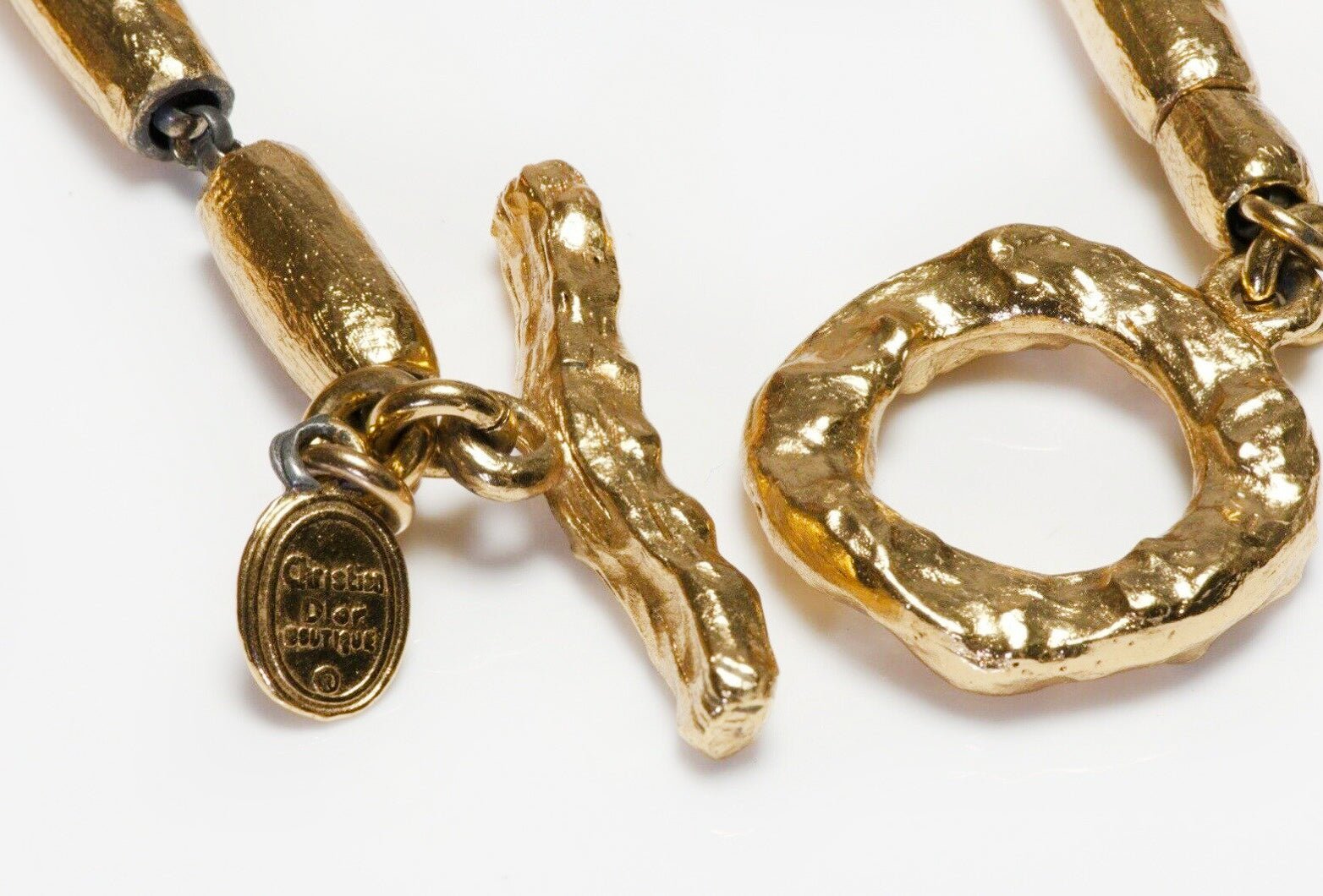 Christian Dior Boutique Gold Plated Bamboo Chain Necklace