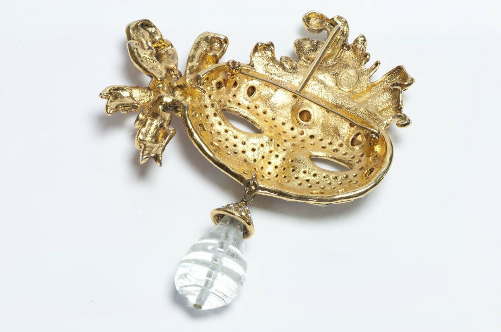 Christian DIOR Boutique Masquerade Mask Glass Brooch
