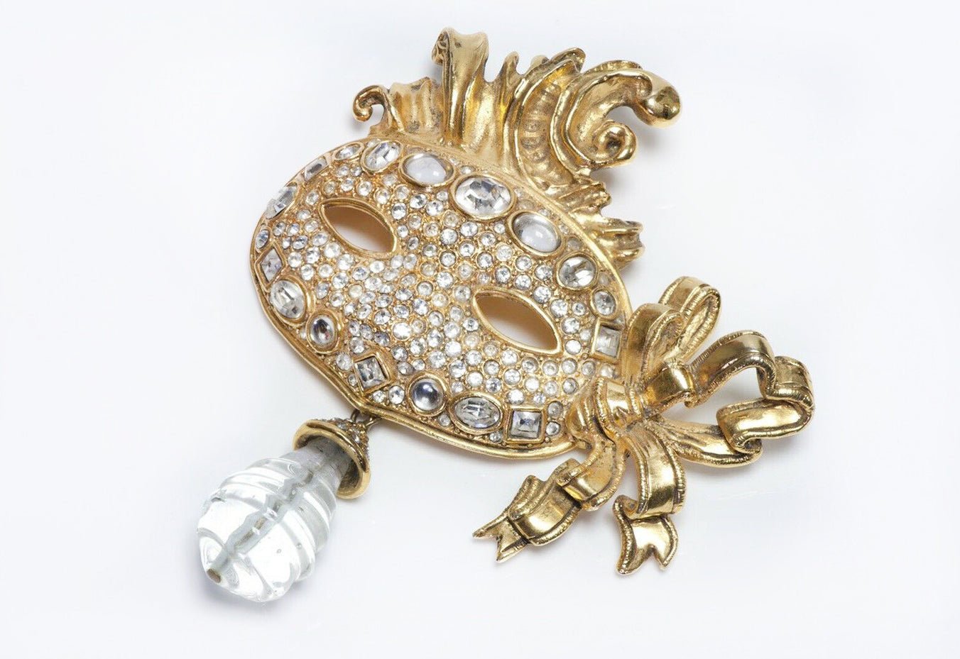 Christian DIOR Boutique Masquerade Mask Glass Brooch